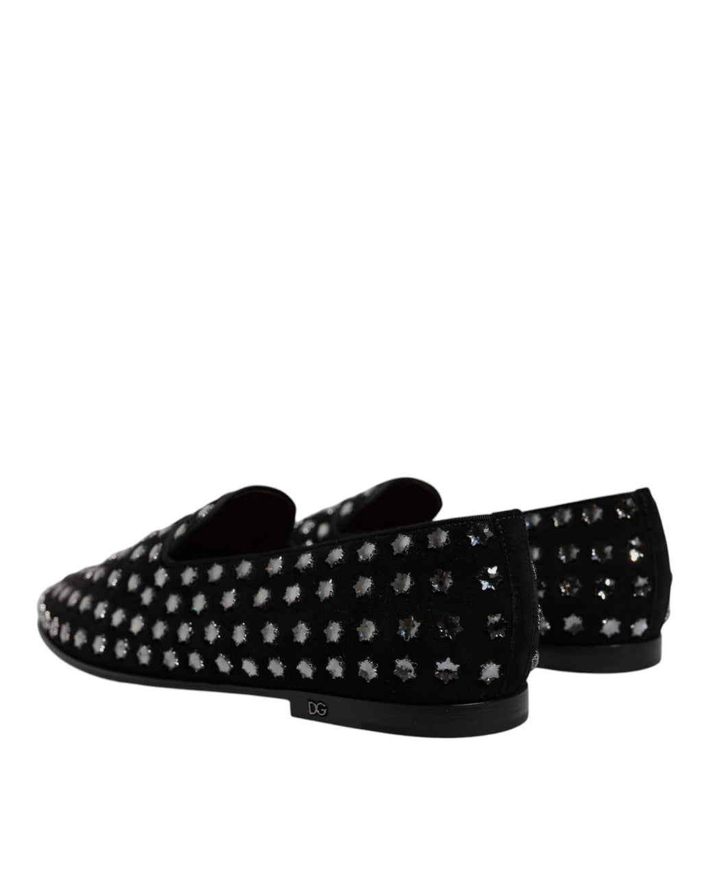 Dolce &amp; Gabbana Black Crystal Embellished Loafers Dress Shoes