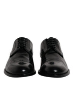 Dolce &amp; Gabbana Black Calfskin Leather Derby Lace Up Formal Dress Shoes