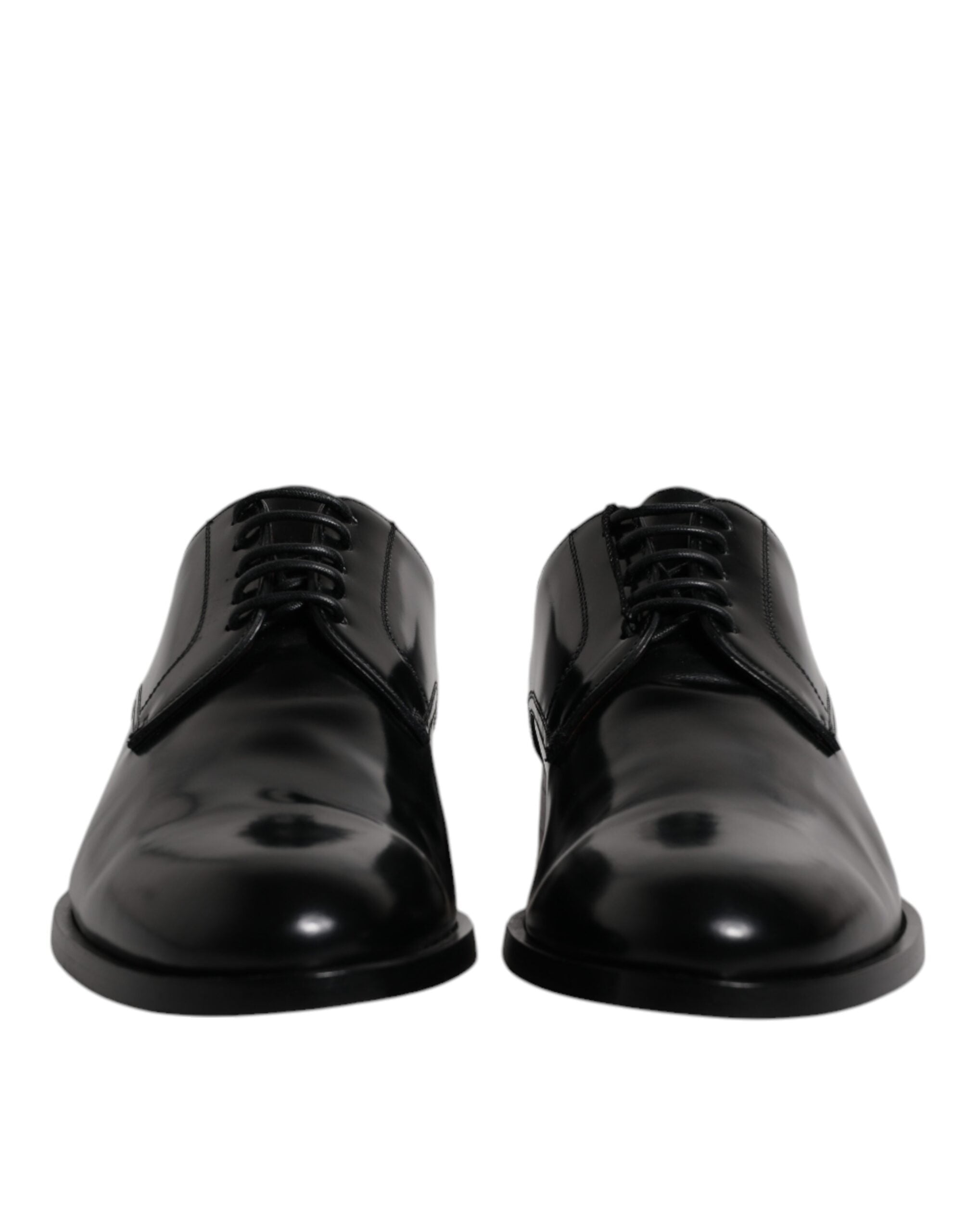 Dolce &amp; Gabbana Black Calfskin Leather Derby Lace Up Formal Dress Shoes