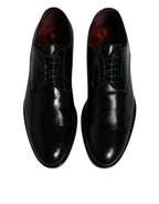 Dolce &amp; Gabbana Black Calfskin Leather Derby Lace Up Formal Dress Shoes