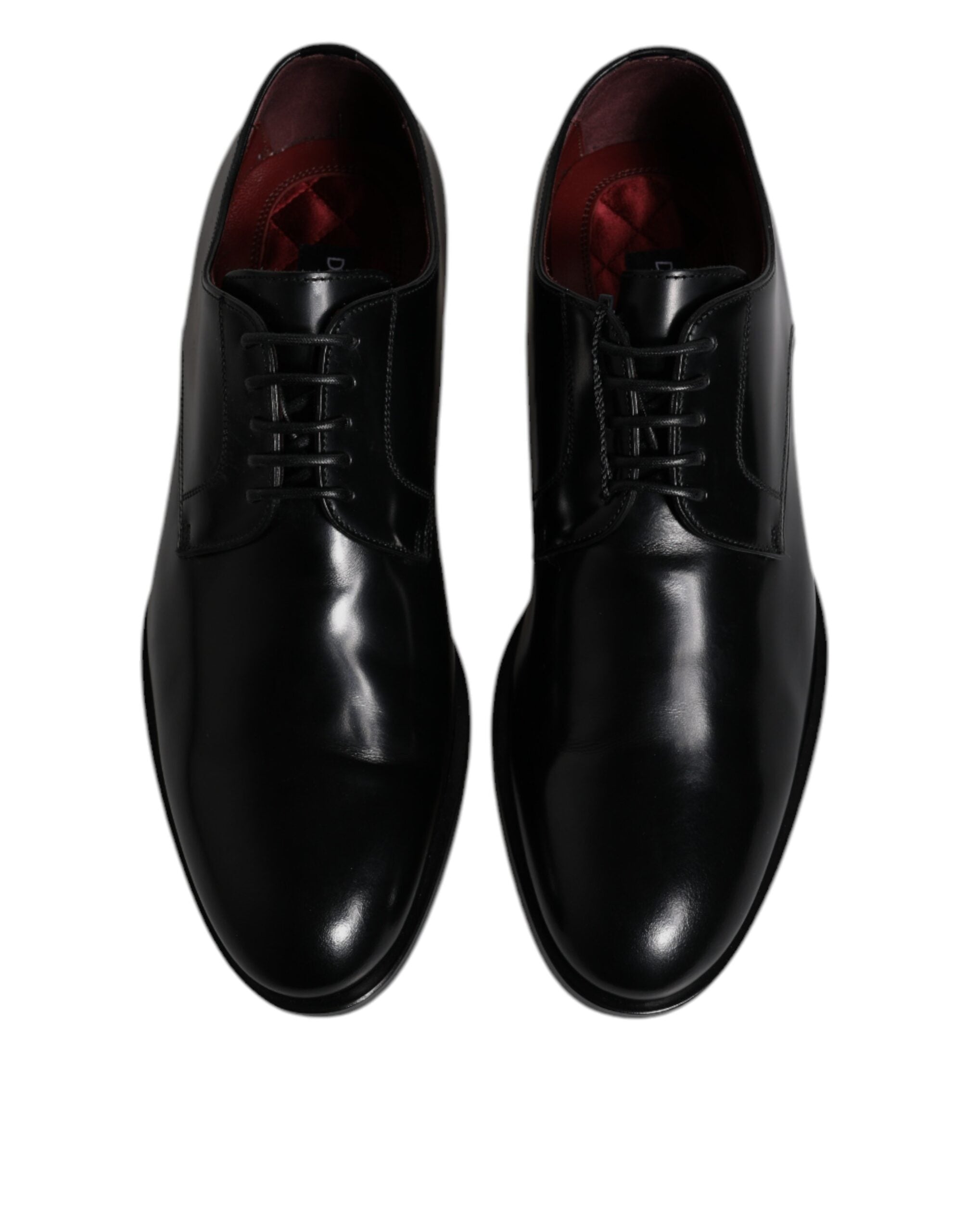 Dolce &amp; Gabbana Black Calfskin Leather Derby Lace Up Formal Dress Shoes