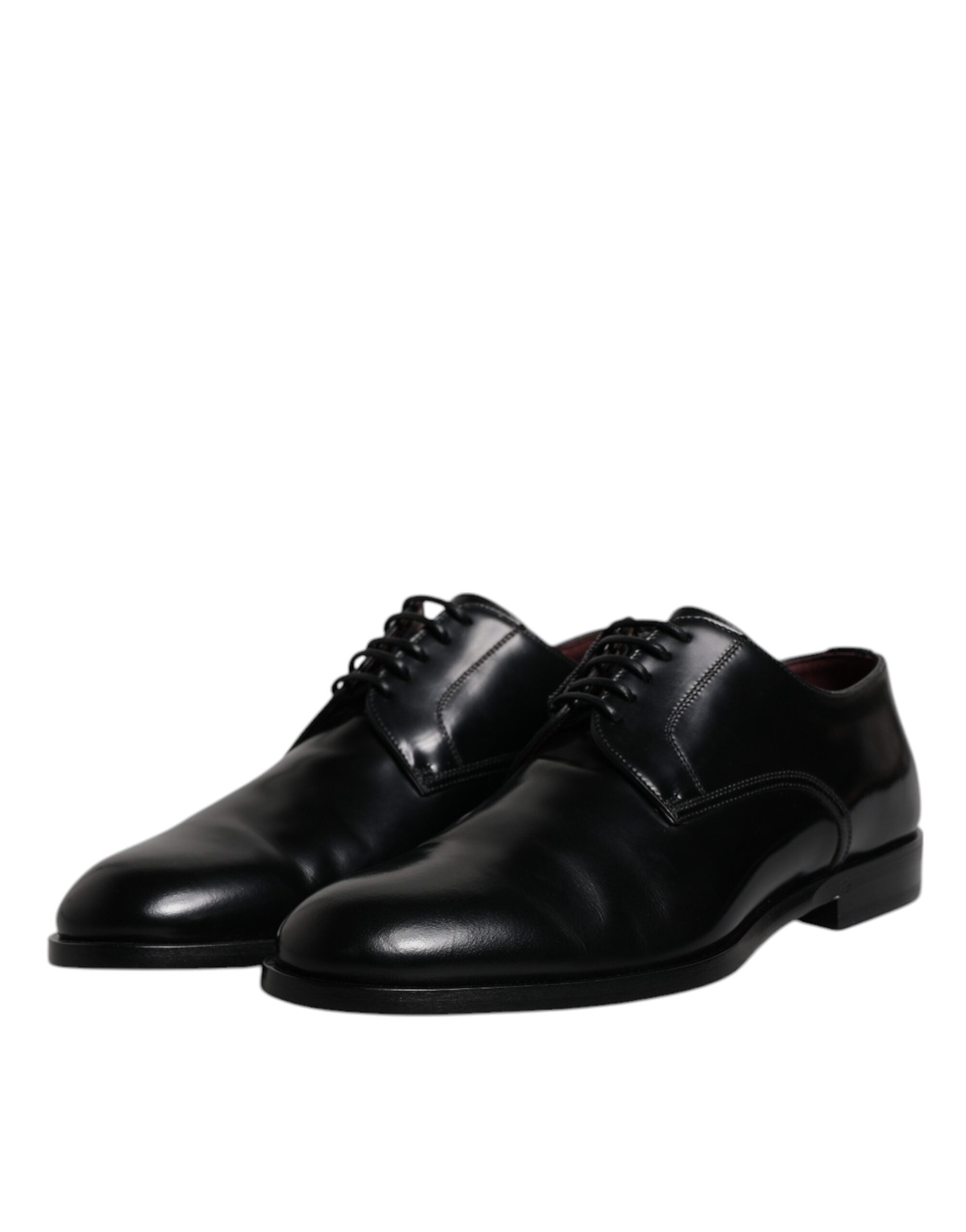 Dolce &amp; Gabbana Black Calfskin Leather Derby Lace Up Formal Dress Shoes