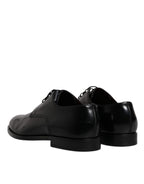 Dolce &amp; Gabbana Black Calfskin Leather Derby Lace Up Formal Dress Shoes