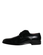 Dolce &amp; Gabbana Black Calfskin Leather Derby Lace Up Formal Dress Shoes