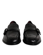 Dolce &amp; Gabbana Black Exotic Leather DG Logo Loafers Formal Dress Shoes
