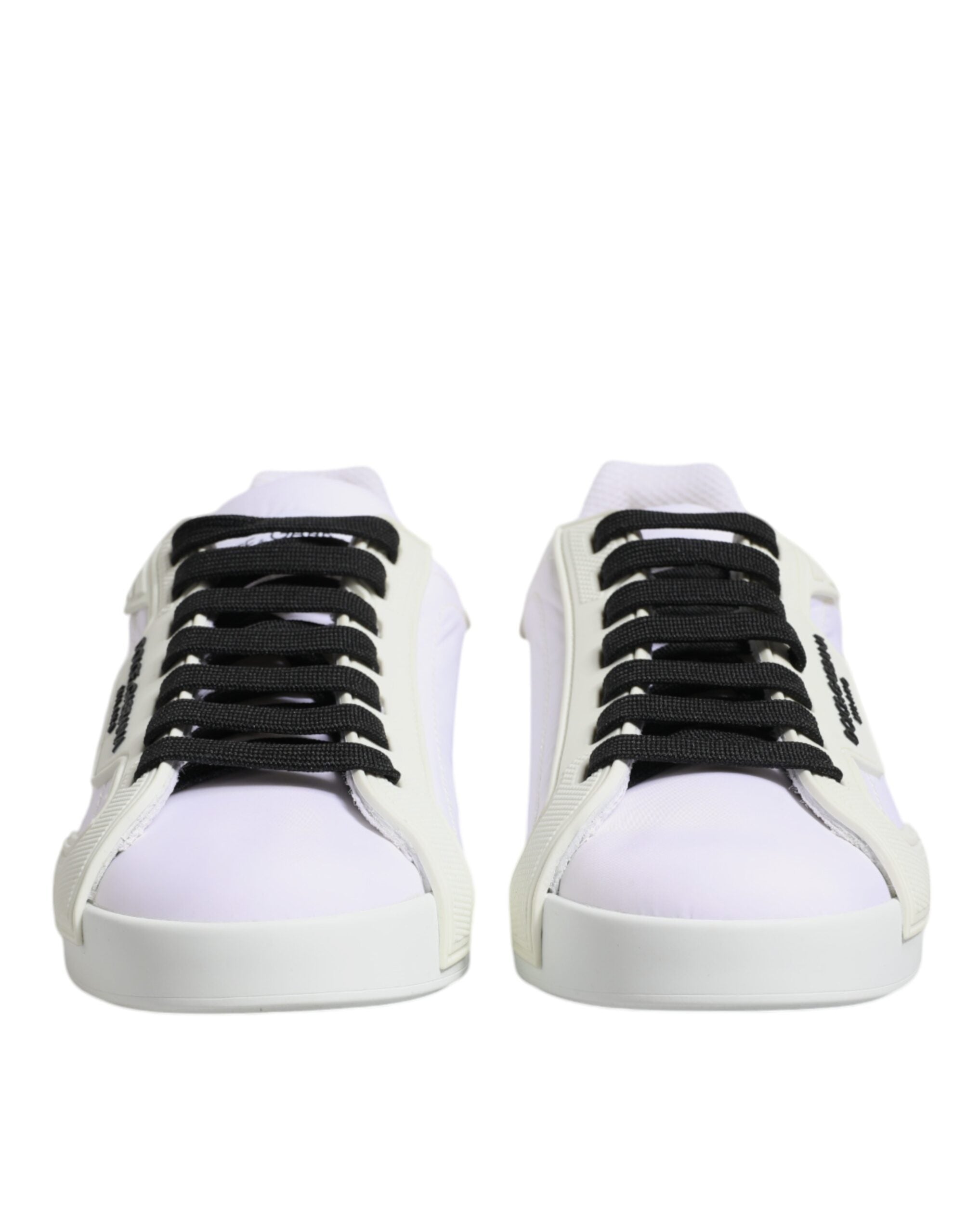 Dolce &amp; Gabbana White Nylon Leather Low Top Sneakers Shoes