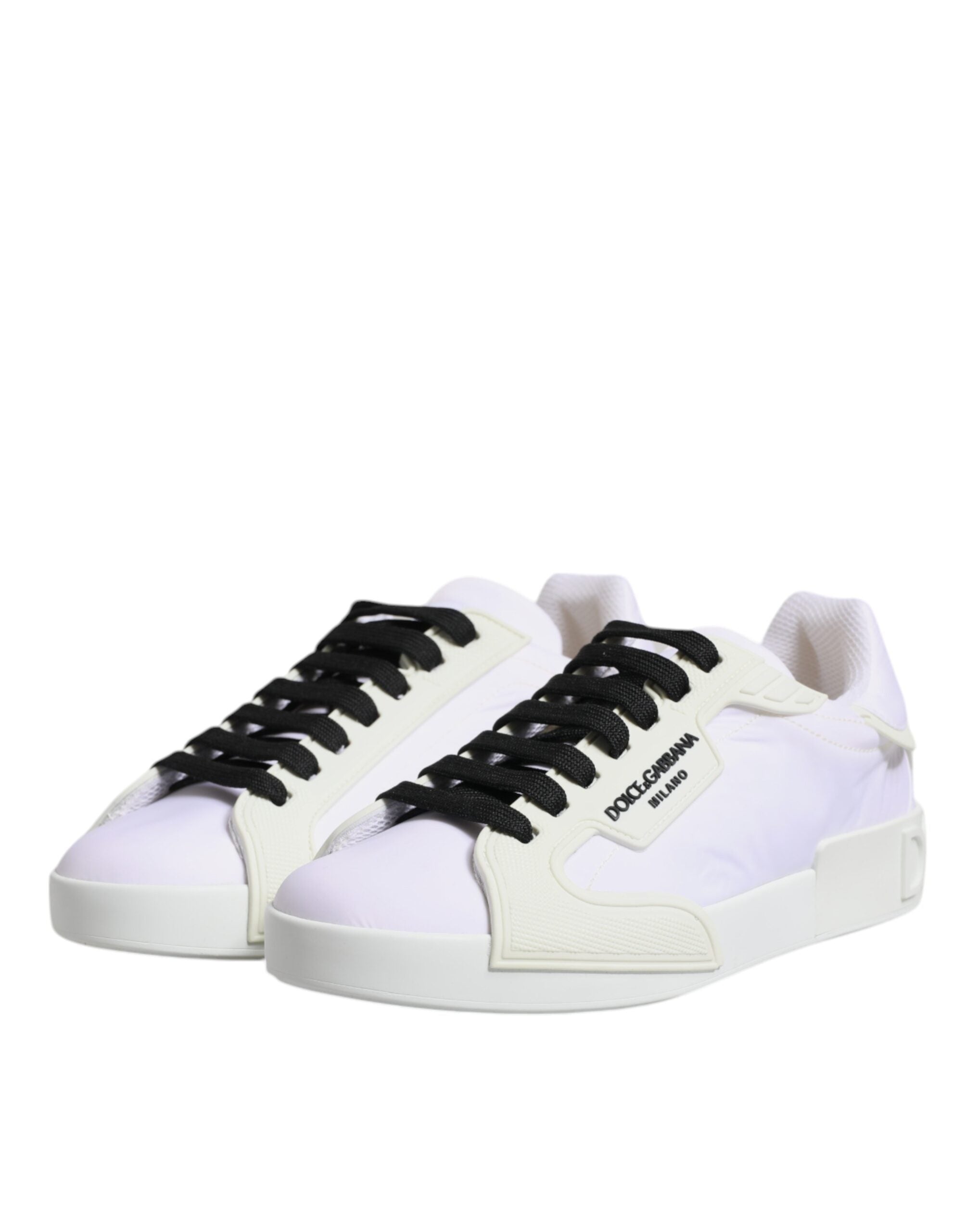 Dolce &amp; Gabbana White Nylon Leather Low Top Sneakers Shoes