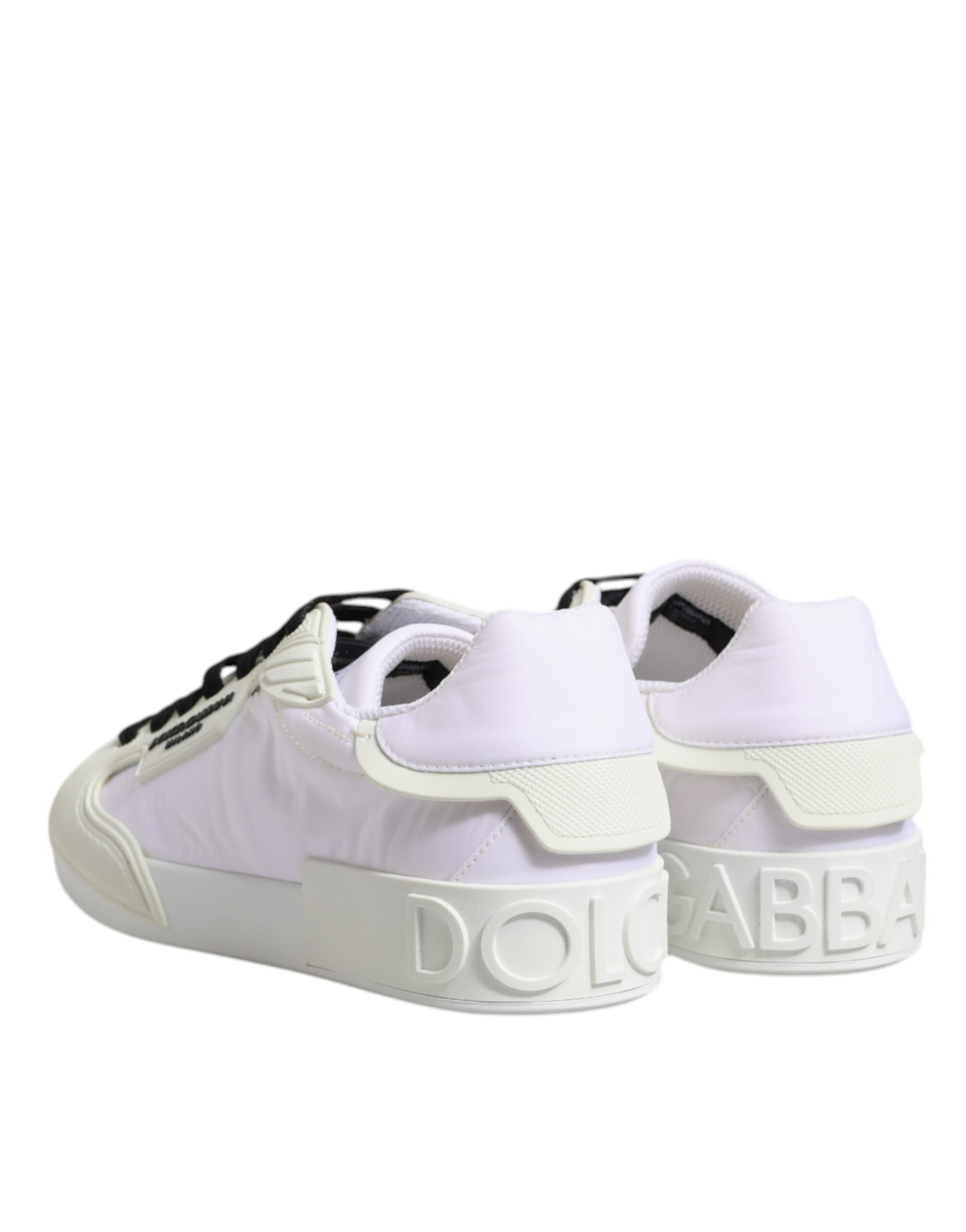 Dolce &amp; Gabbana White Nylon Leather Low Top Sneakers Shoes