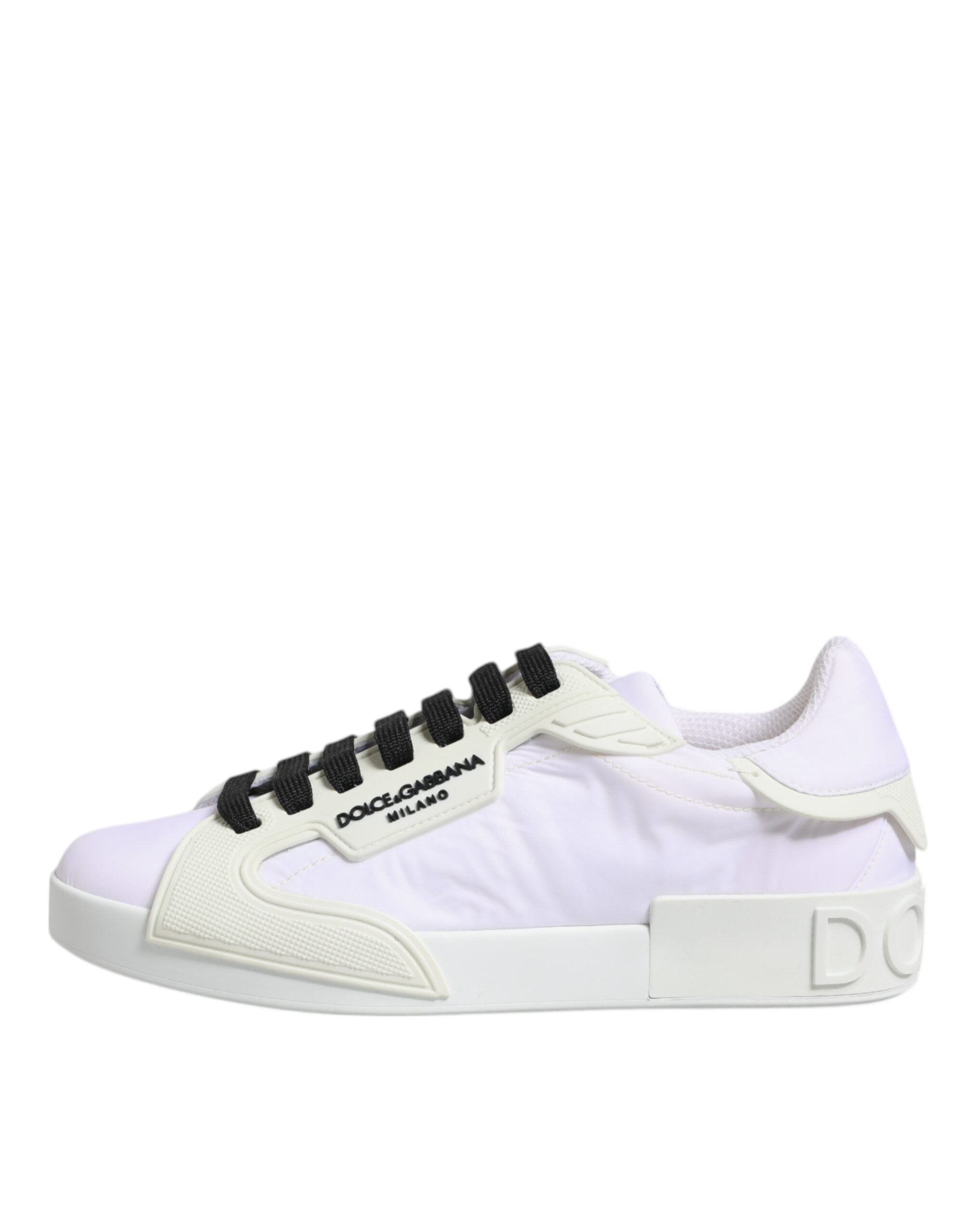 Dolce &amp; Gabbana White Nylon Leather Low Top Sneakers Shoes
