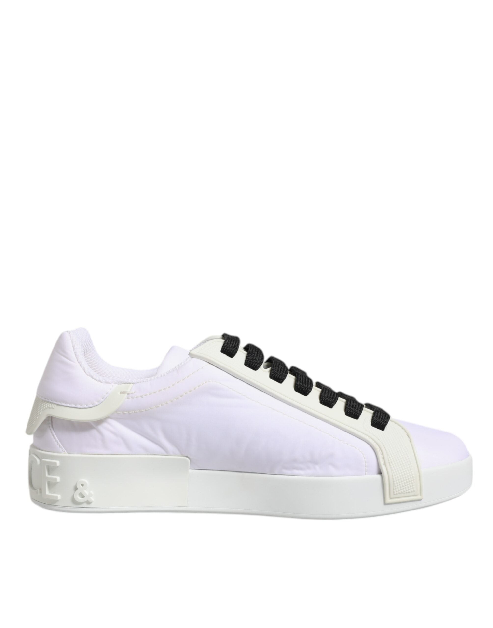 Dolce &amp; Gabbana White Nylon Leather Low Top Sneakers Shoes