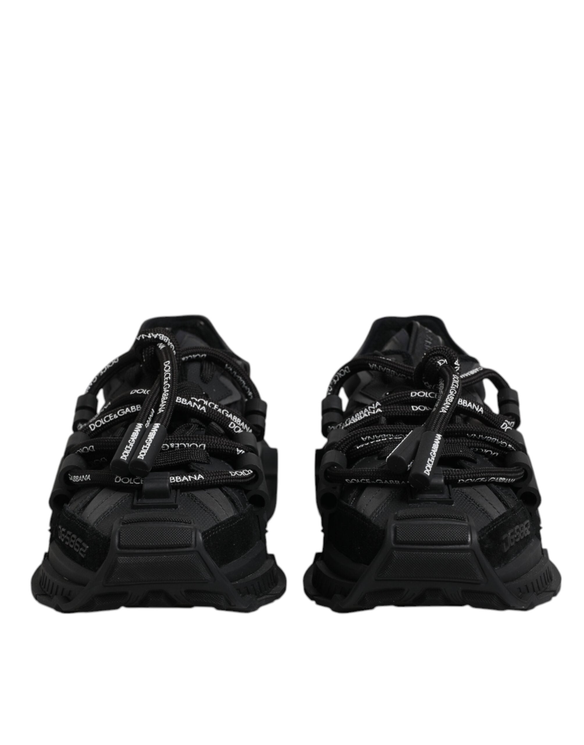 Dolce &amp; Gabbana Black Low Top Space Lace Up Sneakers Shoes