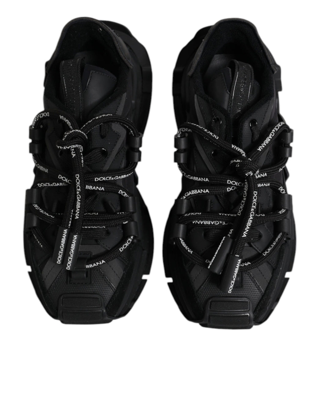 Dolce &amp; Gabbana Black Low Top Space Lace Up Sneakers Shoes