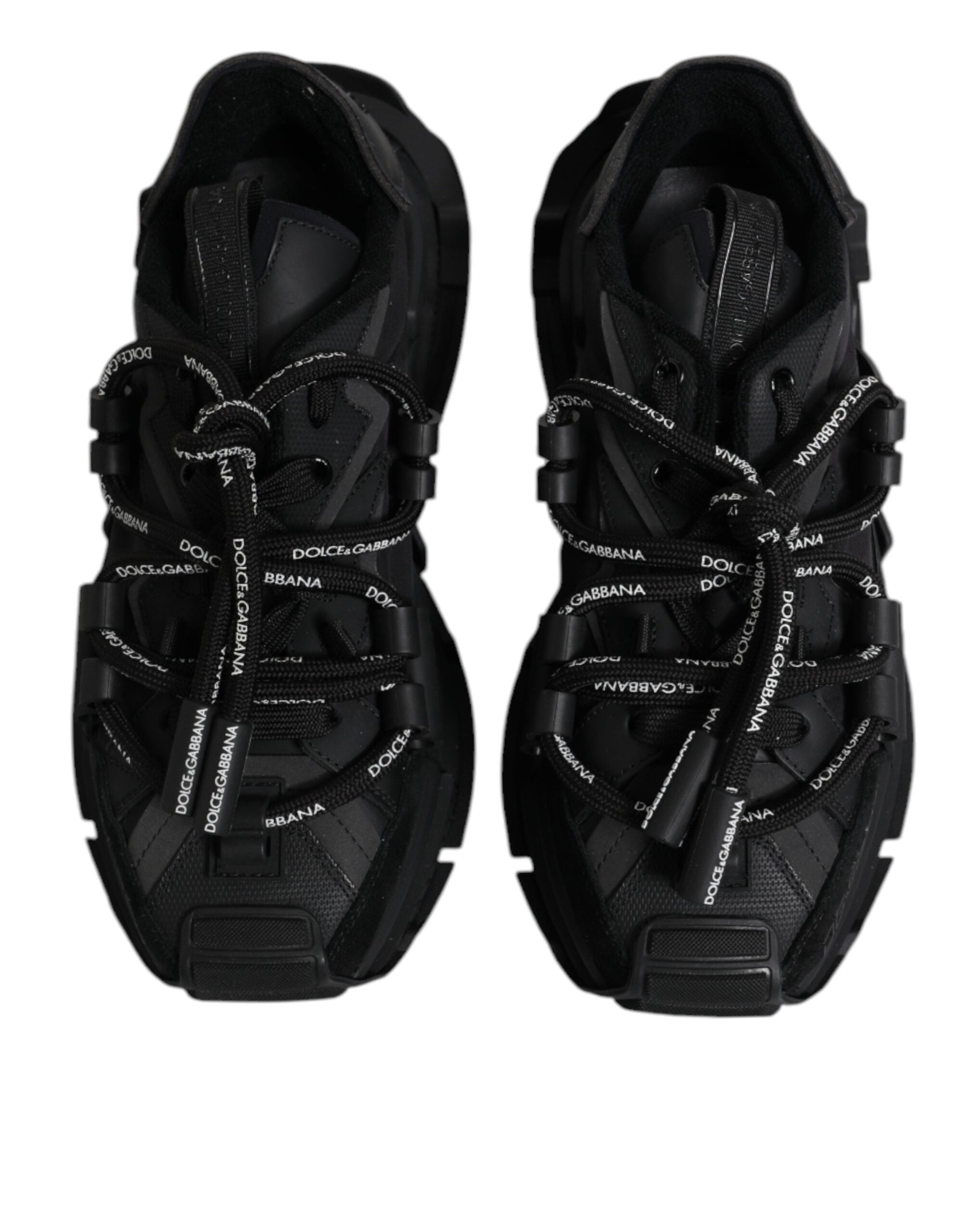 Dolce &amp; Gabbana Black Low Top Space Lace Up Sneakers Shoes