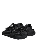 Dolce &amp; Gabbana Black Low Top Space Lace Up Sneakers Shoes
