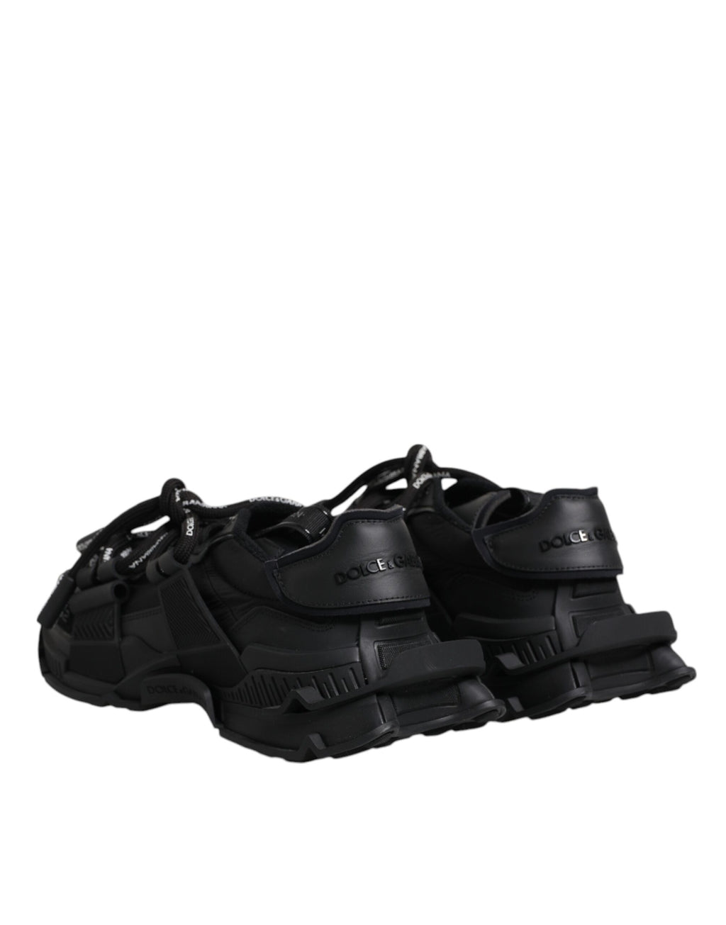 Dolce &amp; Gabbana Black Low Top Space Lace Up Sneakers Shoes
