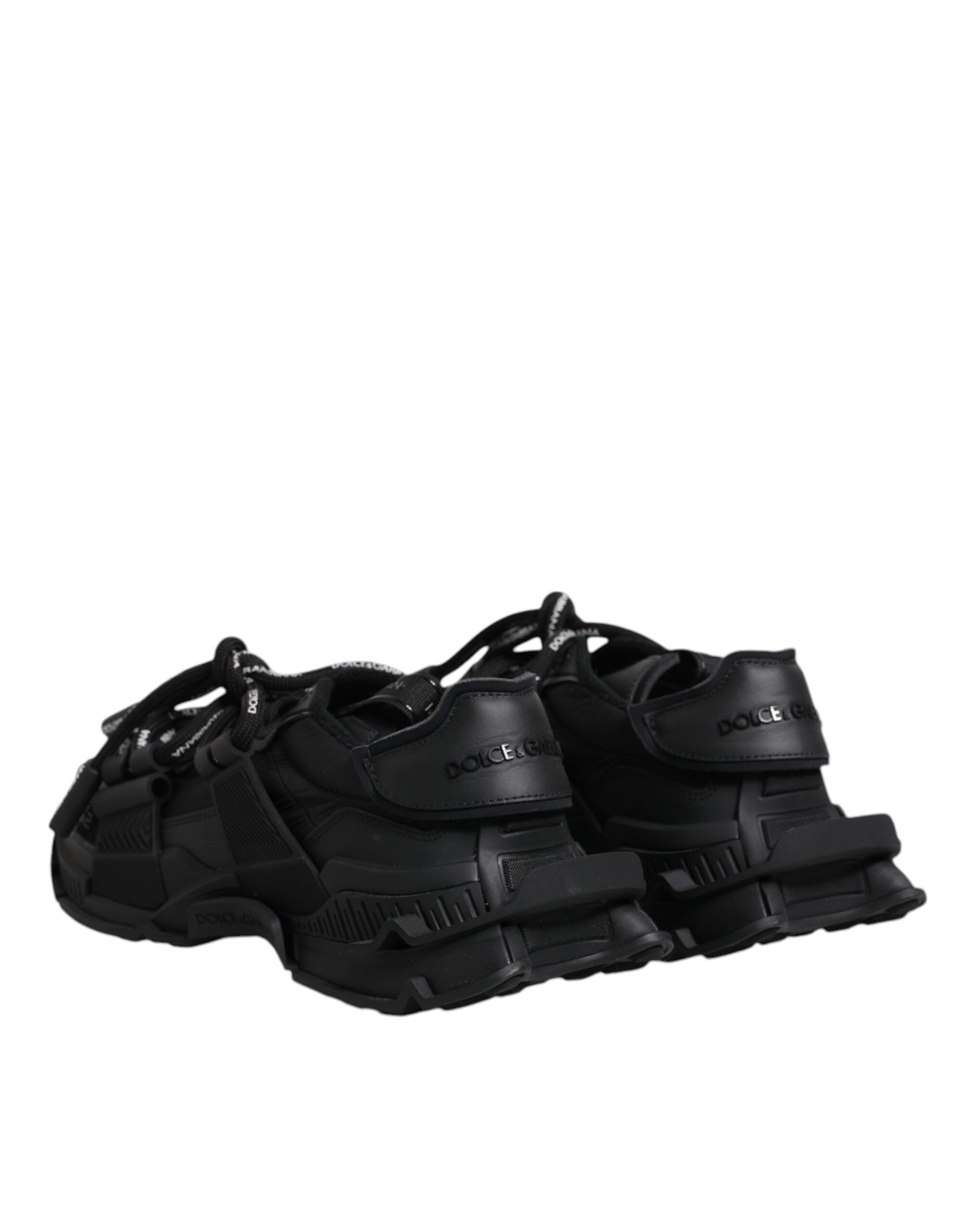 Dolce &amp; Gabbana Black Low Top Space Lace Up Sneakers Shoes