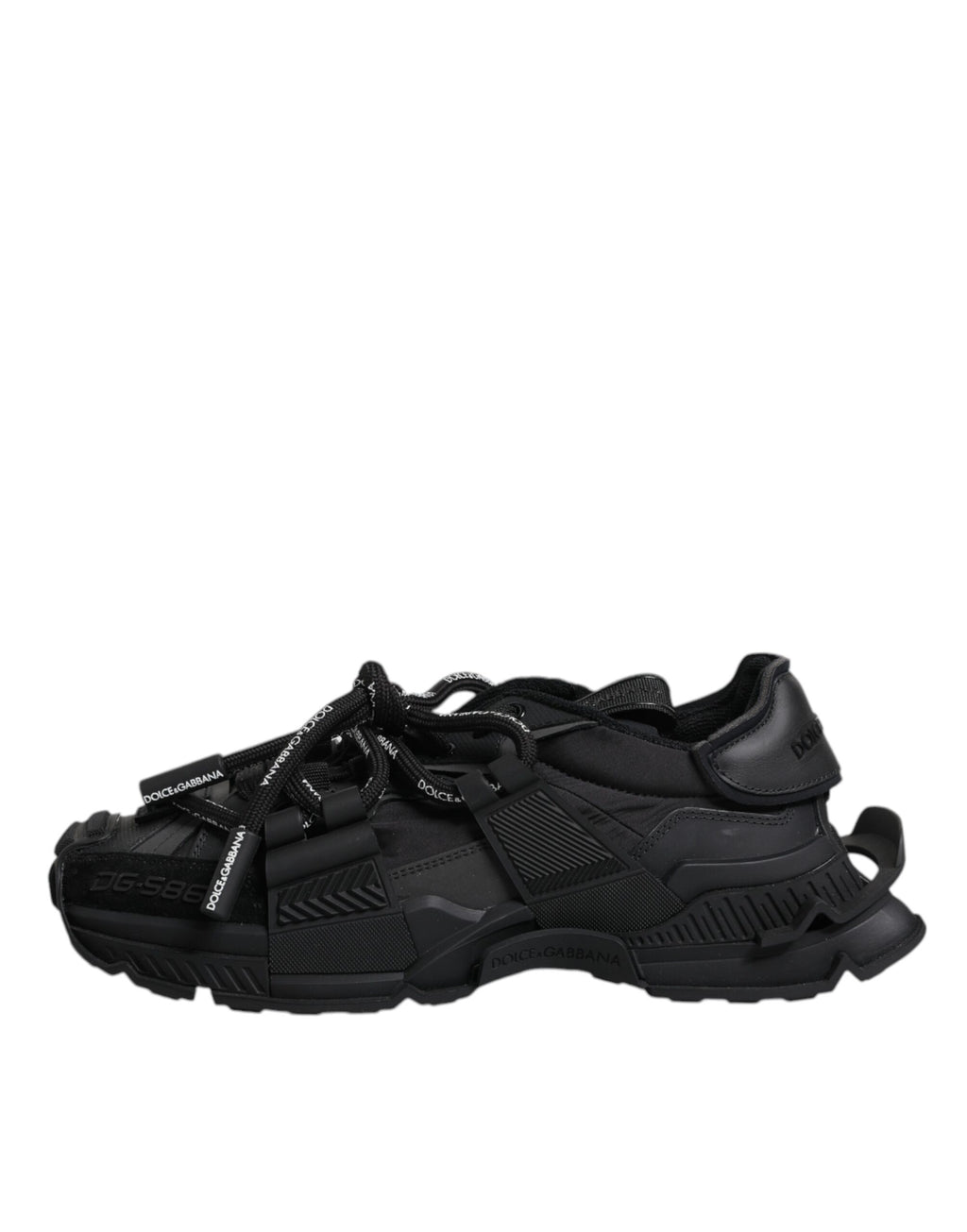 Dolce &amp; Gabbana Black Low Top Space Lace Up Sneakers Shoes
