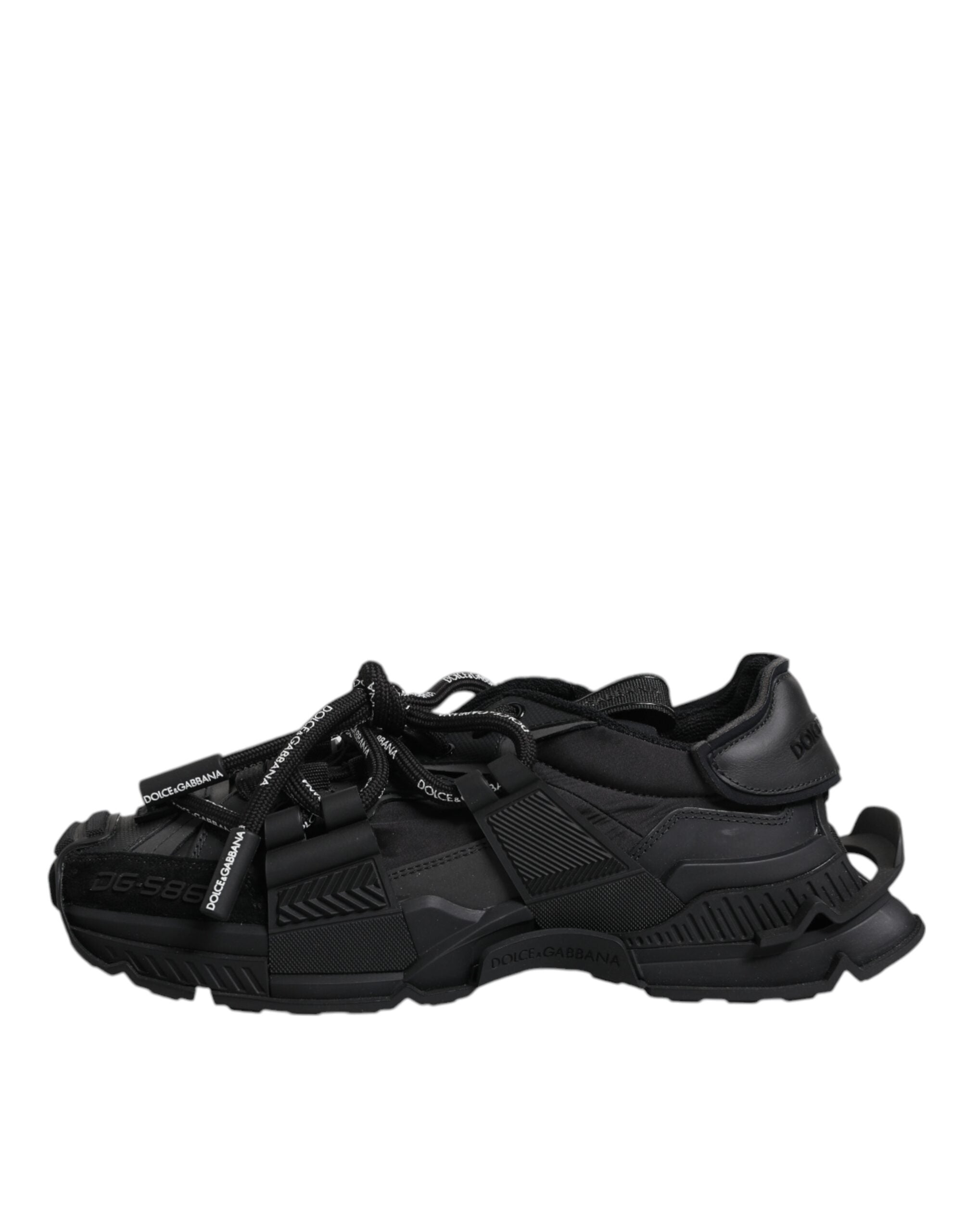 Dolce &amp; Gabbana Black Low Top Space Lace Up Sneakers Shoes