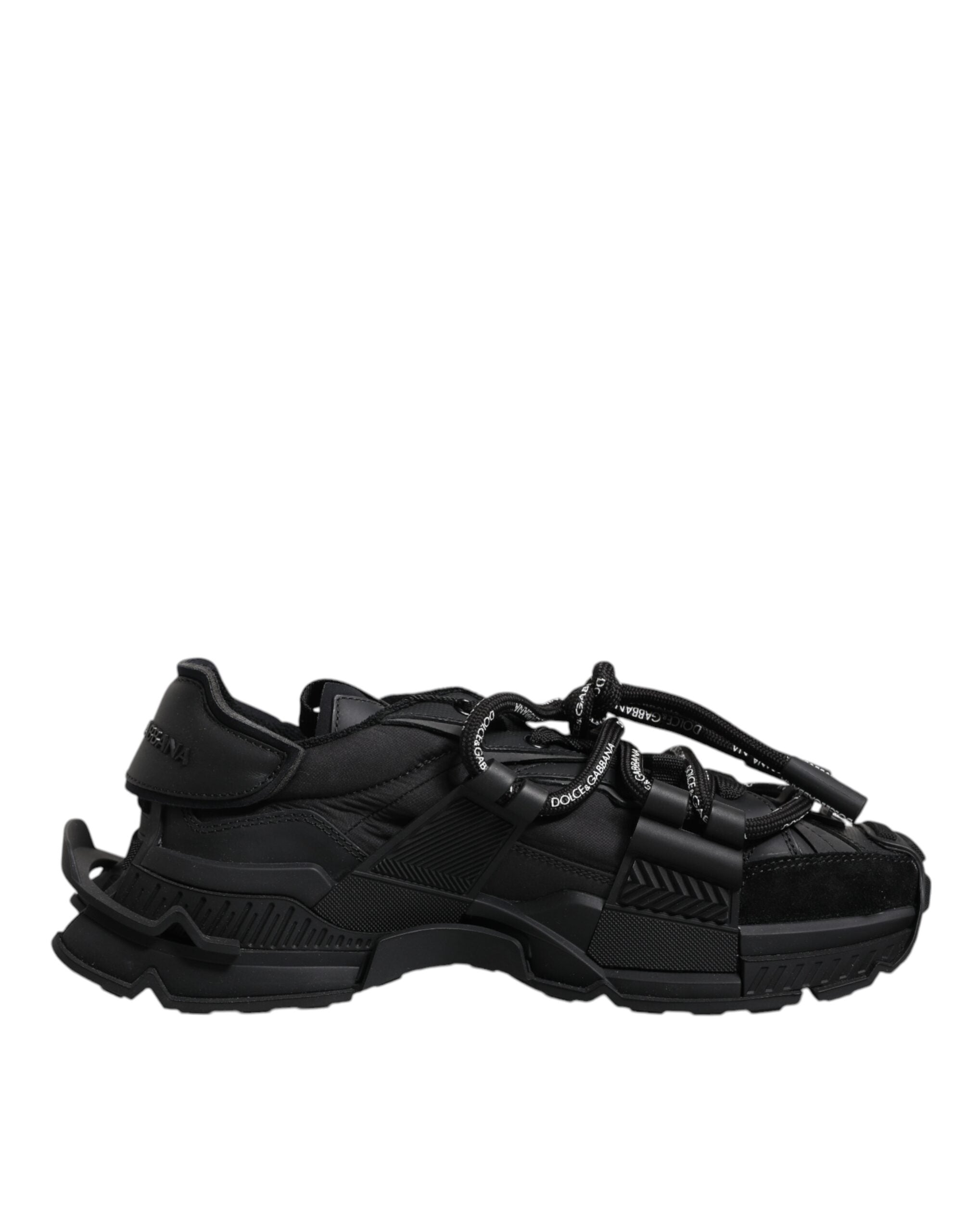 Dolce &amp; Gabbana Black Low Top Space Lace Up Sneakers Shoes