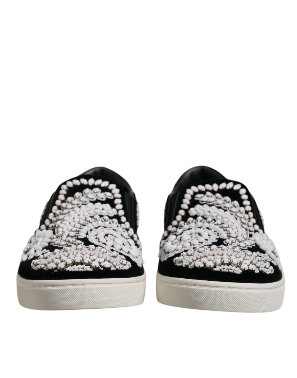 Dolce &amp; Gabbana Black Embellished London Men Slip On Shoes