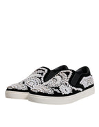 Dolce &amp; Gabbana Black Embellished London Men Slip On Shoes