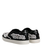 Dolce &amp; Gabbana Black Embellished London Men Slip On Shoes