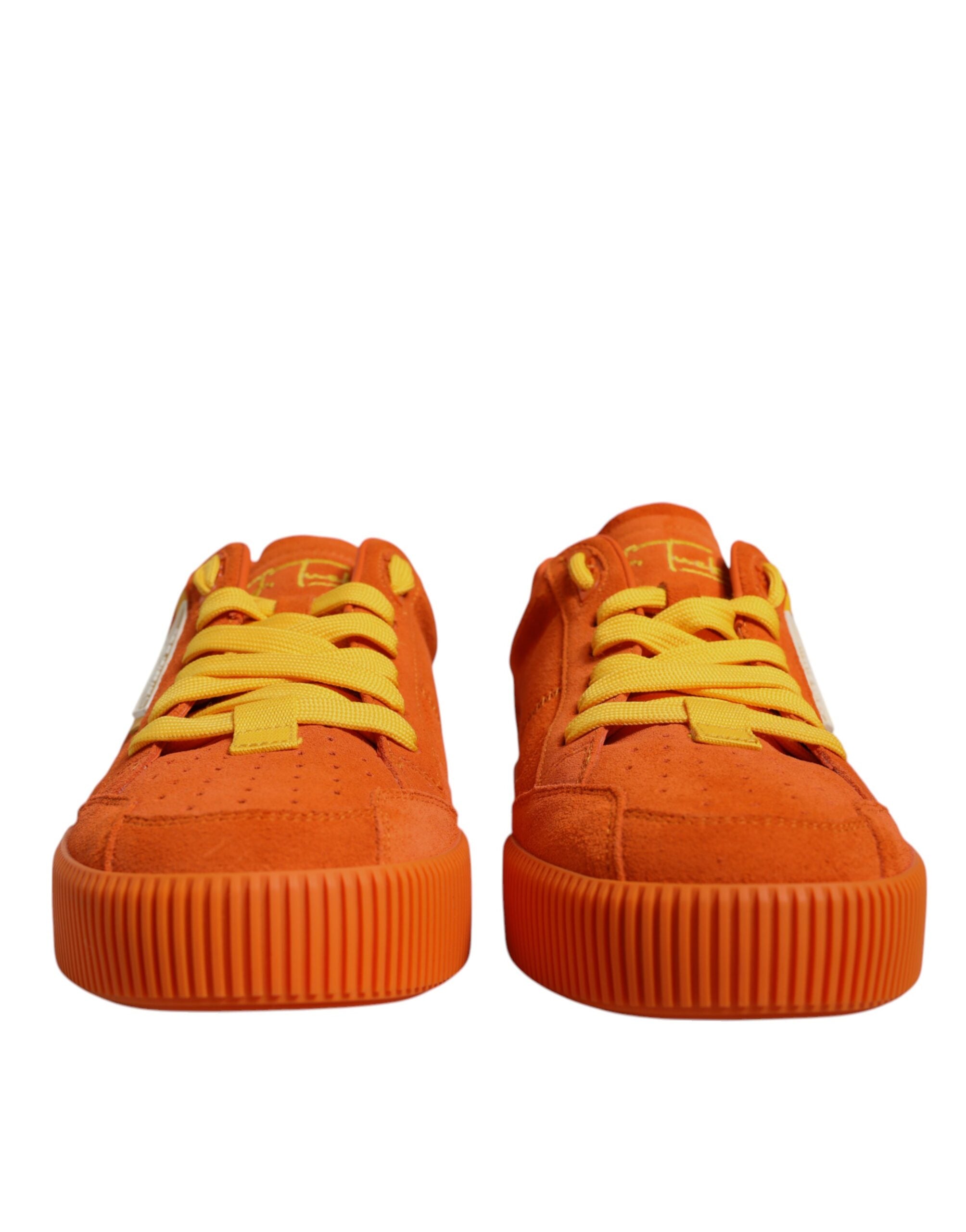 Dolce &amp; Gabbana Orange Miami Leather Low Top Sneakers Shoes