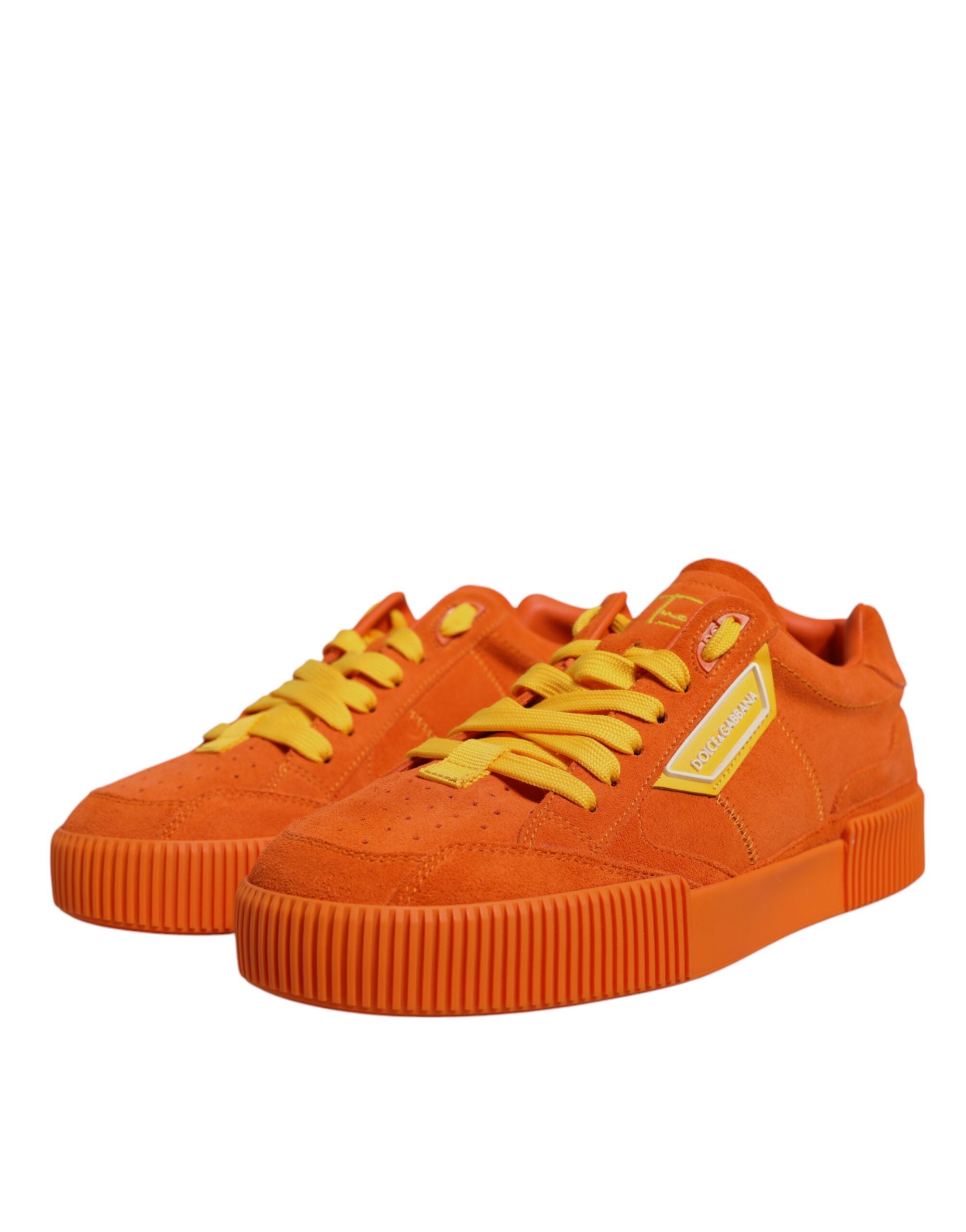 Dolce &amp; Gabbana Orange Miami Leather Low Top Sneakers Shoes