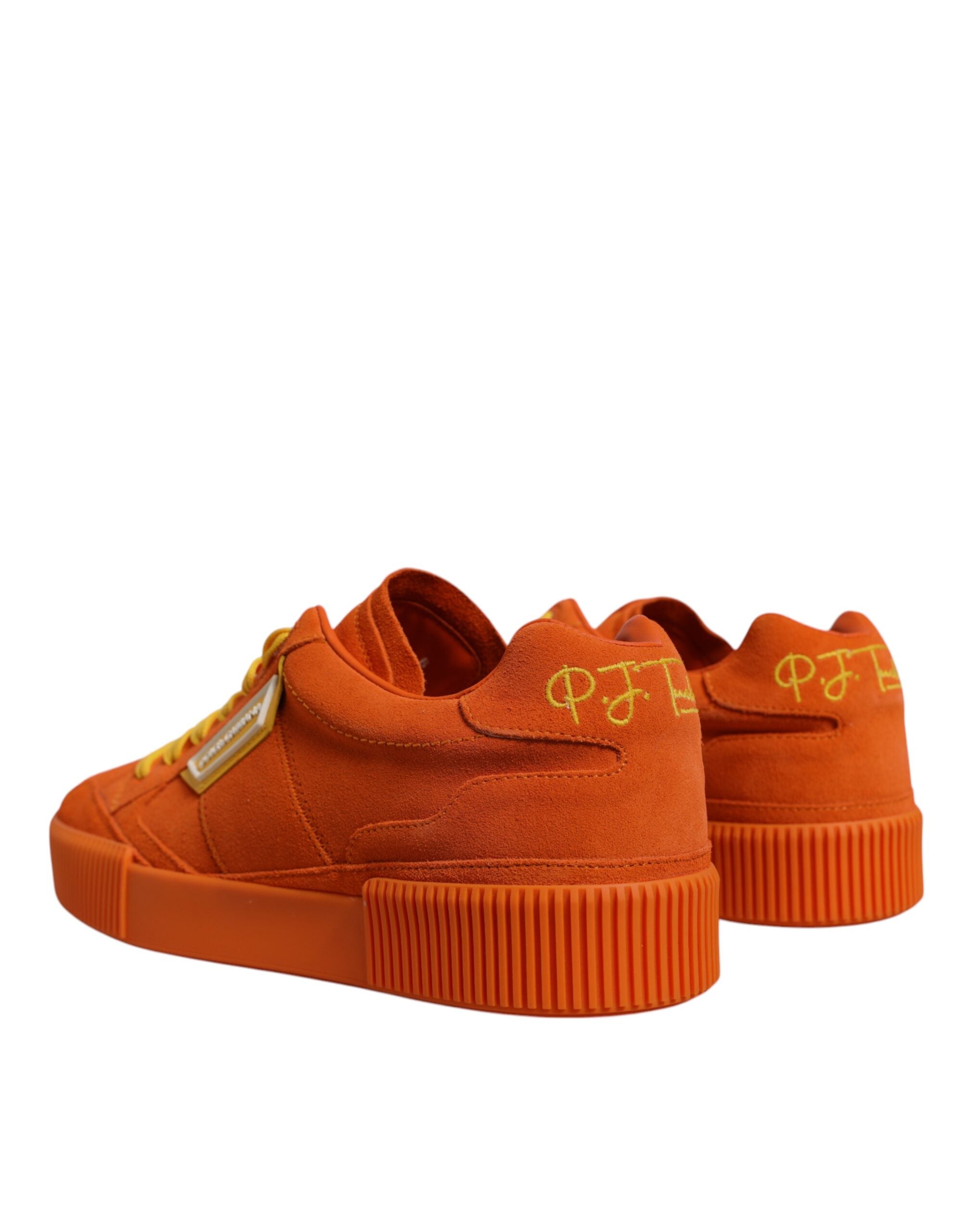 Dolce &amp; Gabbana Orange Miami Leather Low Top Sneakers Shoes