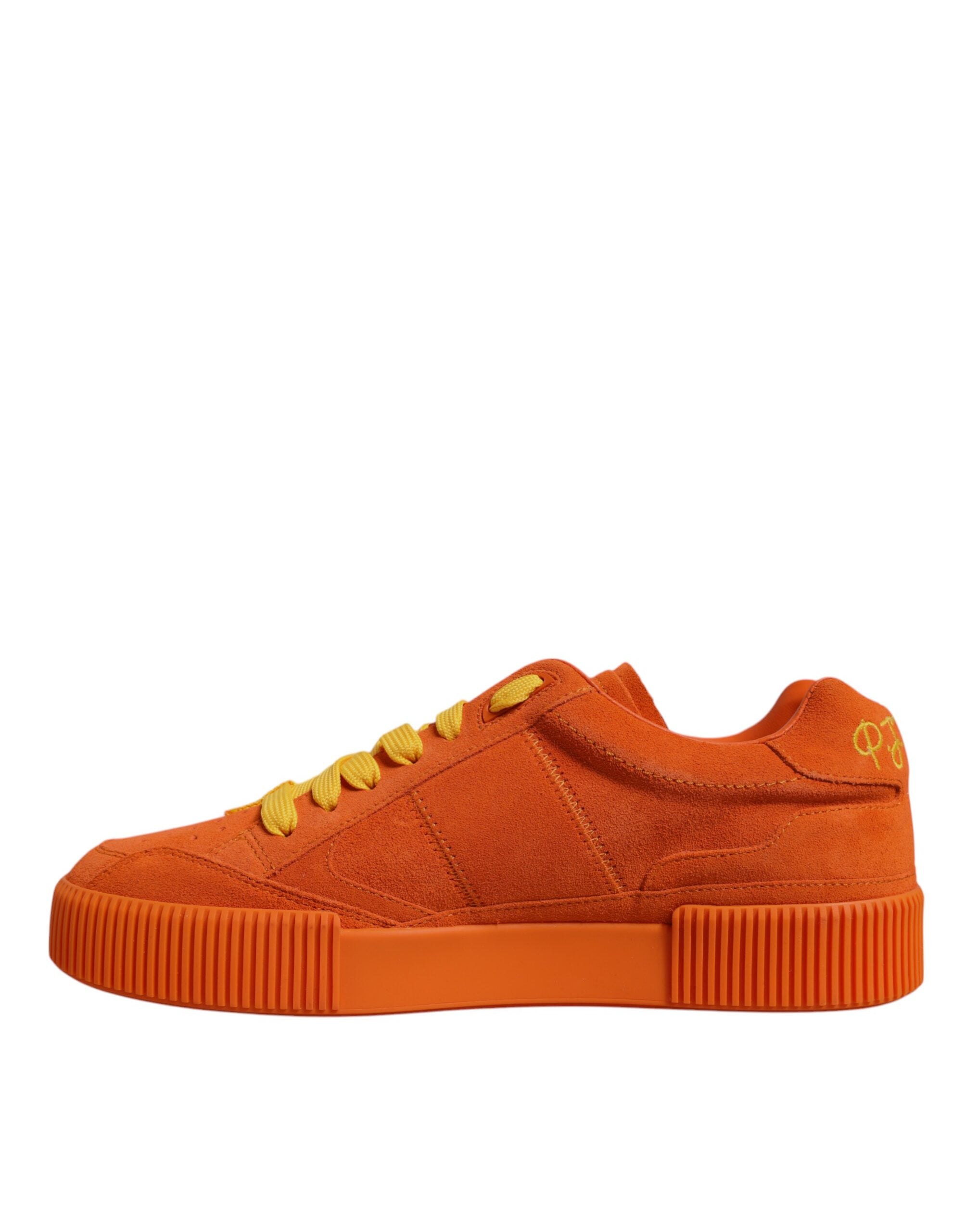 Dolce &amp; Gabbana Orange Miami Leather Low Top Sneakers Shoes