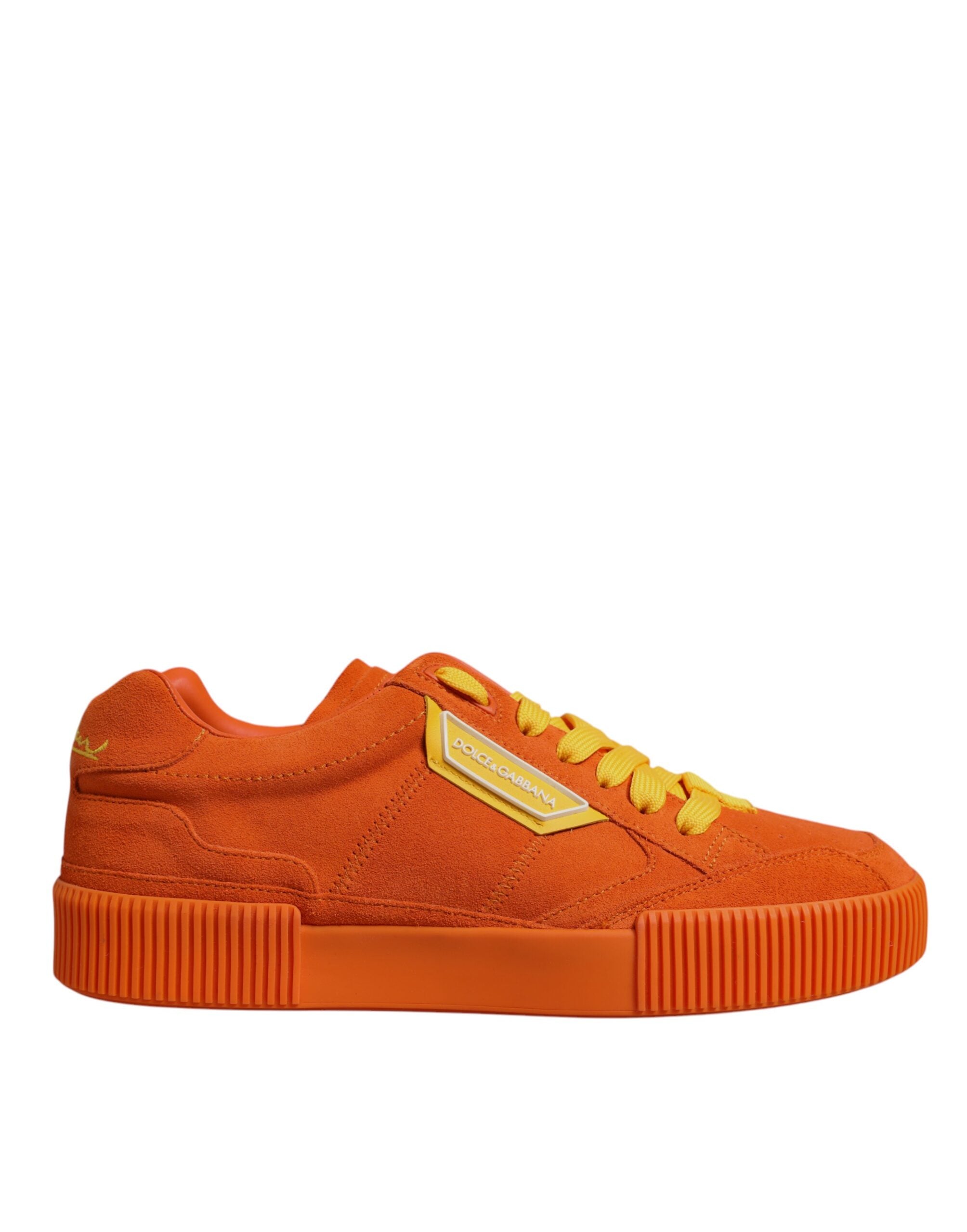 Dolce &amp; Gabbana Orange Miami Leather Low Top Sneakers Shoes