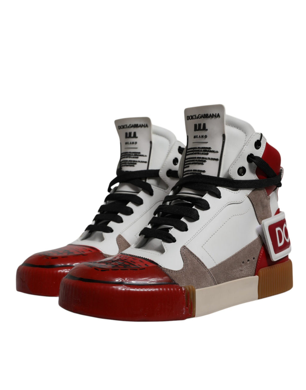 Dolce &amp; Gabbana Multicolor Leather High Top Sneakers Shoes