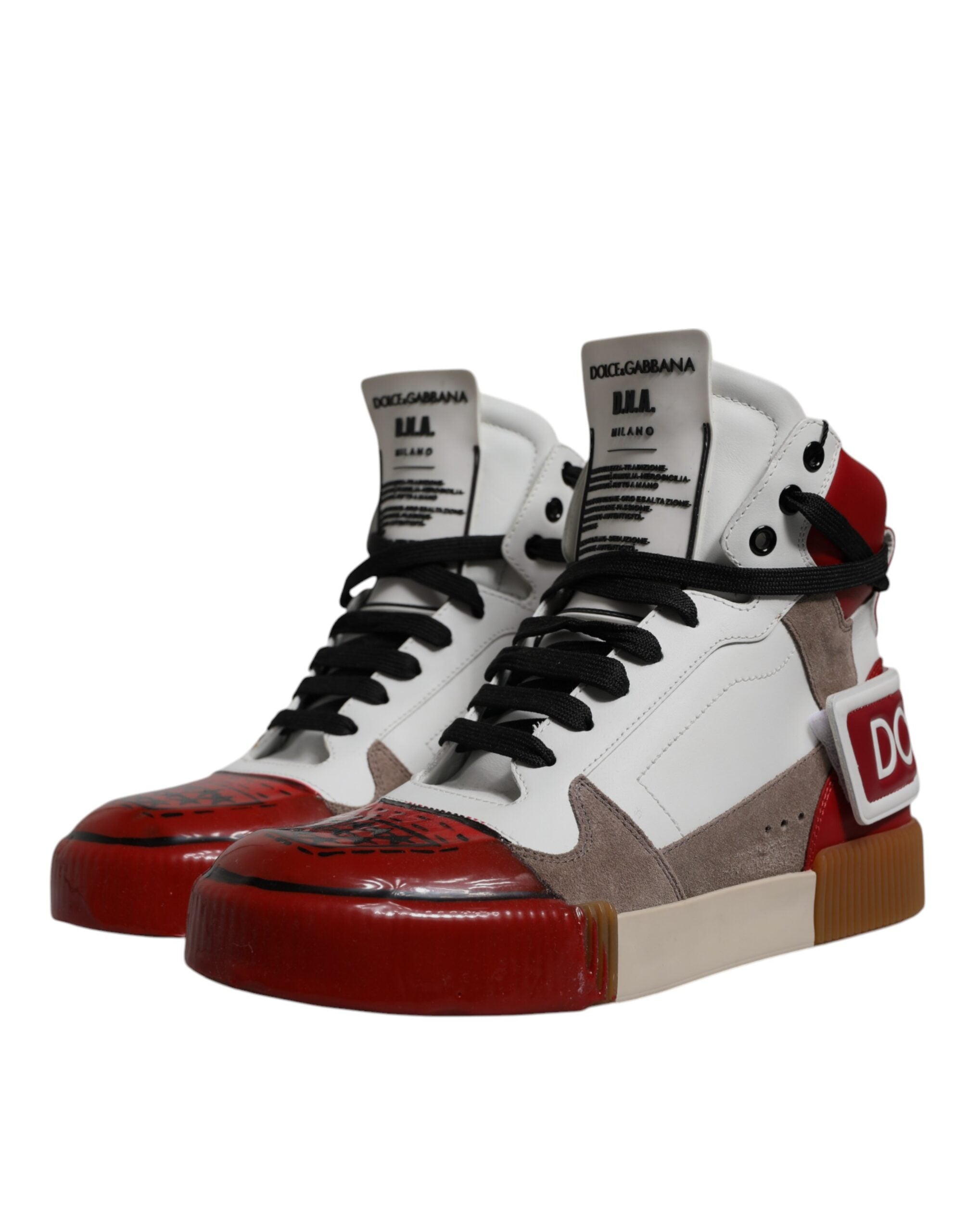 Dolce &amp; Gabbana Multicolor Leather High Top Sneakers Shoes