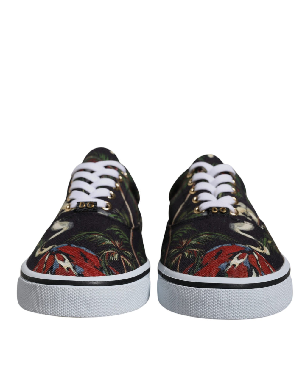 Dolce &amp; Gabbana Black Tropical Print Low Top Sneakers Shoes