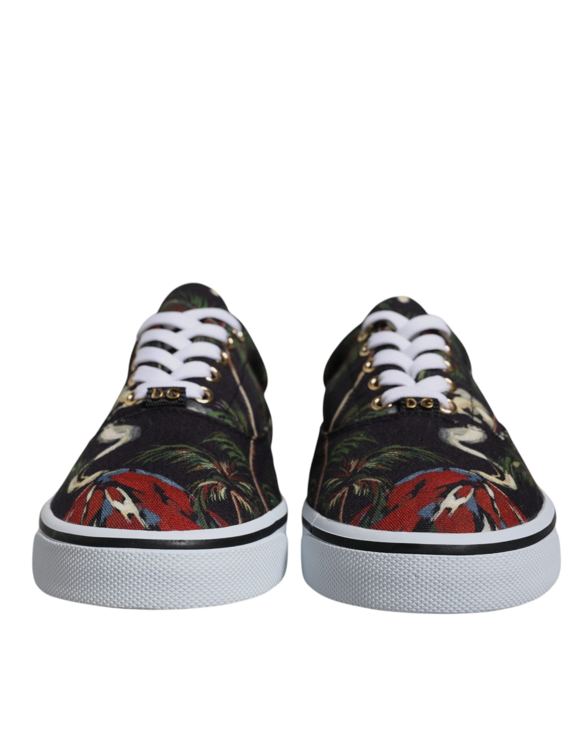 Dolce &amp; Gabbana Black Tropical Print Low Top Sneakers Shoes