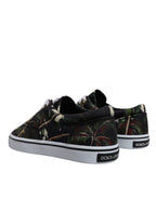 Dolce &amp; Gabbana Black Tropical Print Low Top Sneakers Shoes