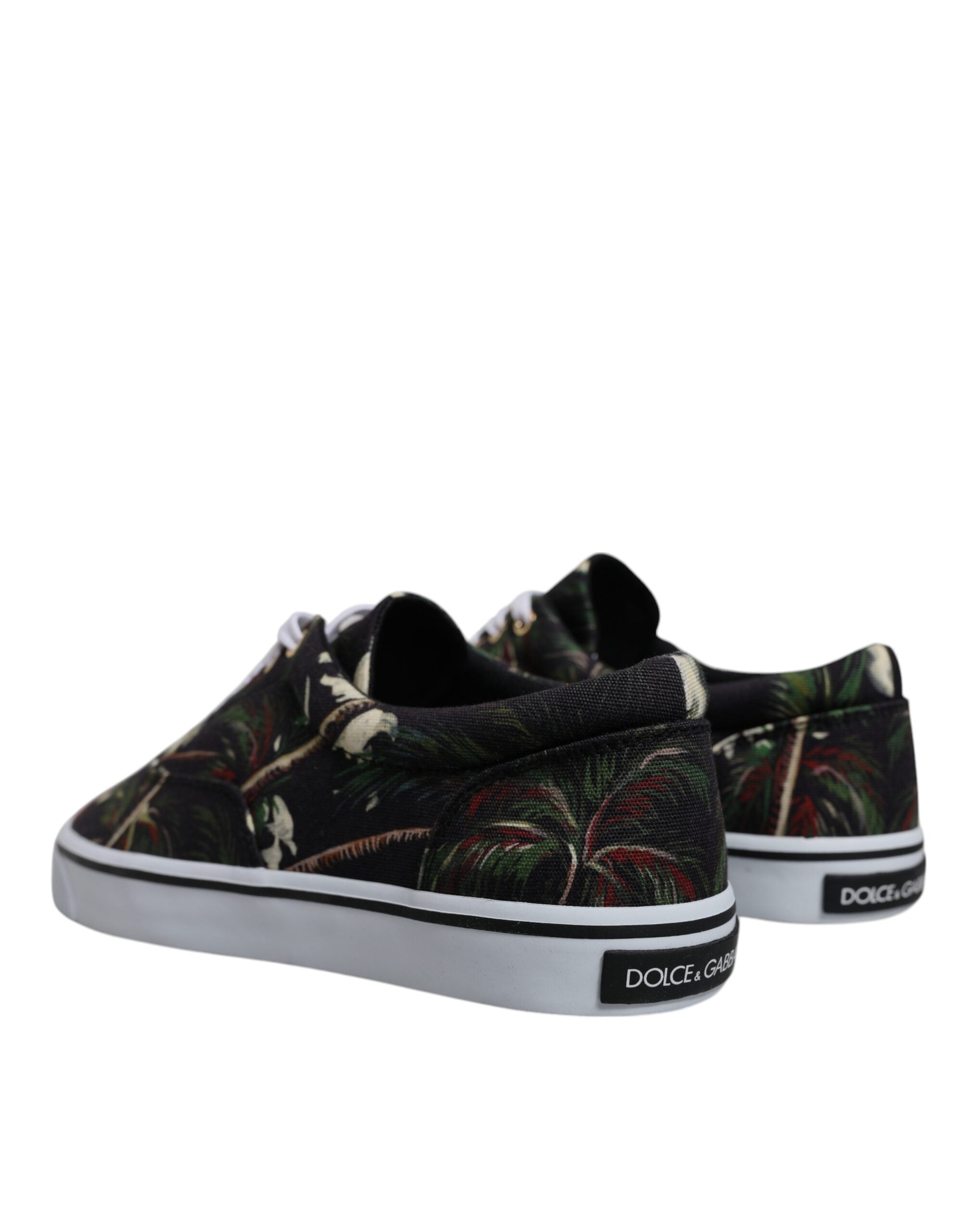Dolce &amp; Gabbana Black Tropical Print Low Top Sneakers Shoes