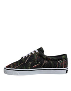 Dolce &amp; Gabbana Black Tropical Print Low Top Sneakers Shoes