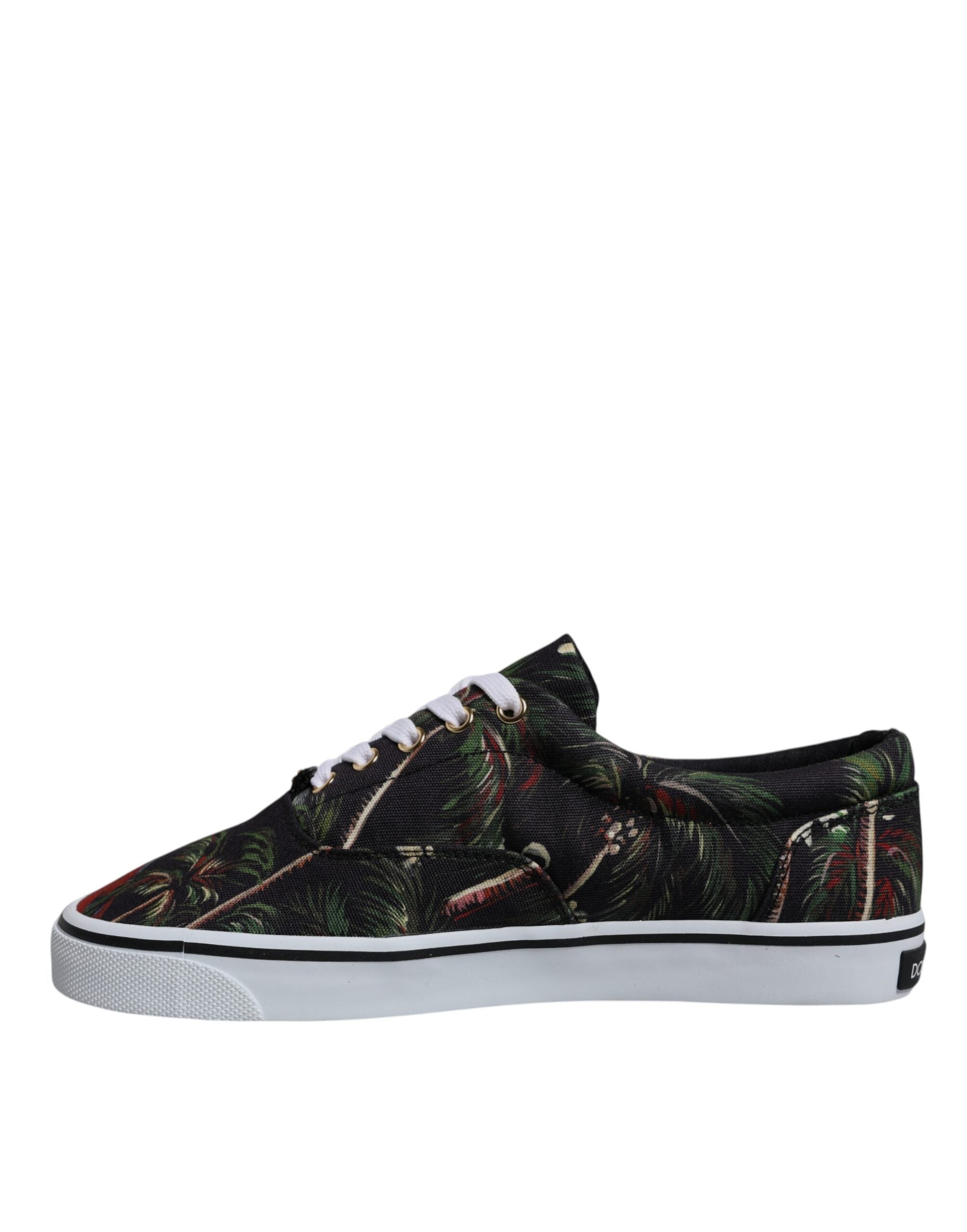 Dolce &amp; Gabbana Black Tropical Print Low Top Sneakers Shoes