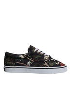 Dolce &amp; Gabbana Black Tropical Print Low Top Sneakers Shoes