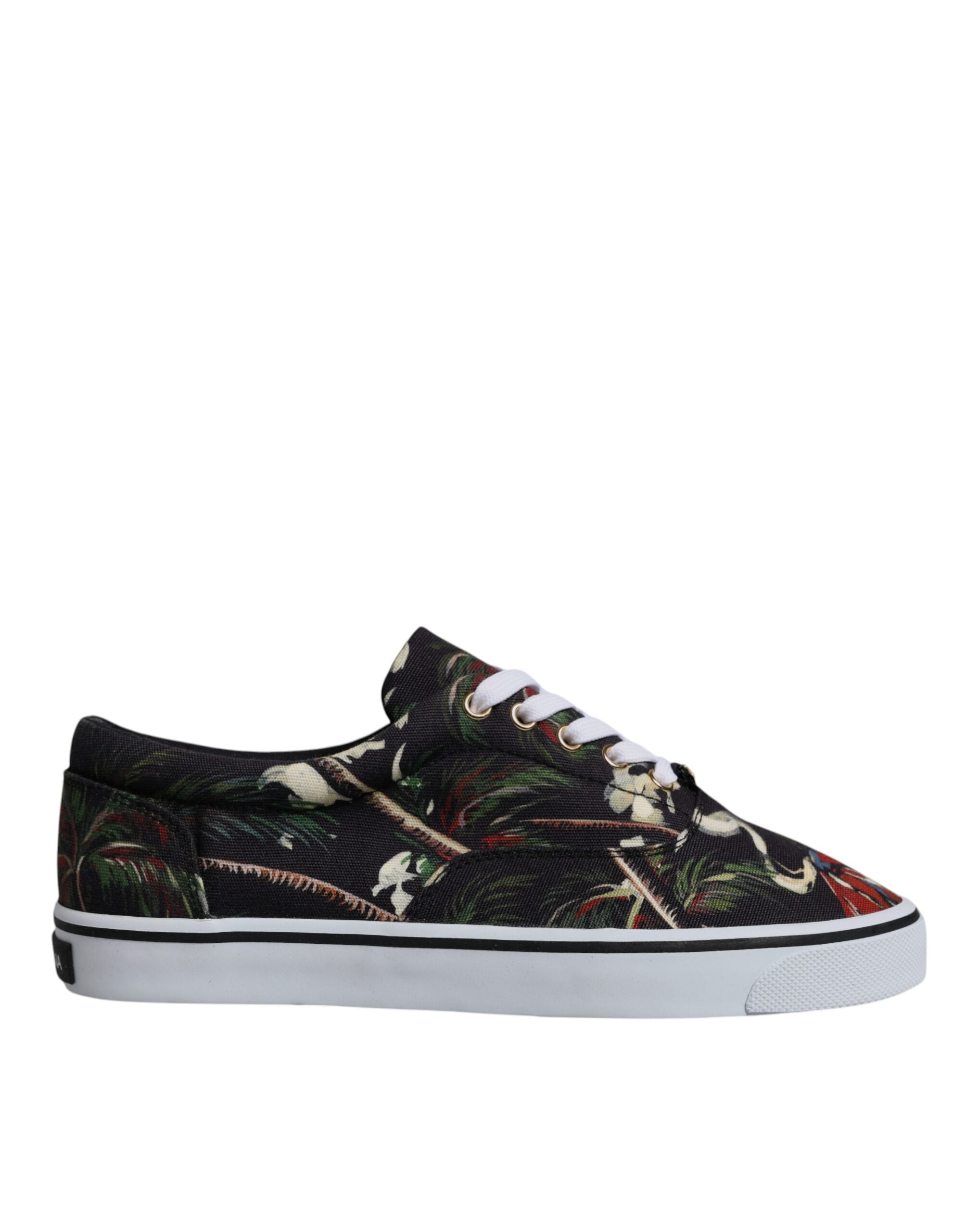 Dolce &amp; Gabbana Black Tropical Print Low Top Sneakers Shoes