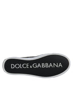 Dolce &amp; Gabbana Black Tropical Print Low Top Sneakers Shoes