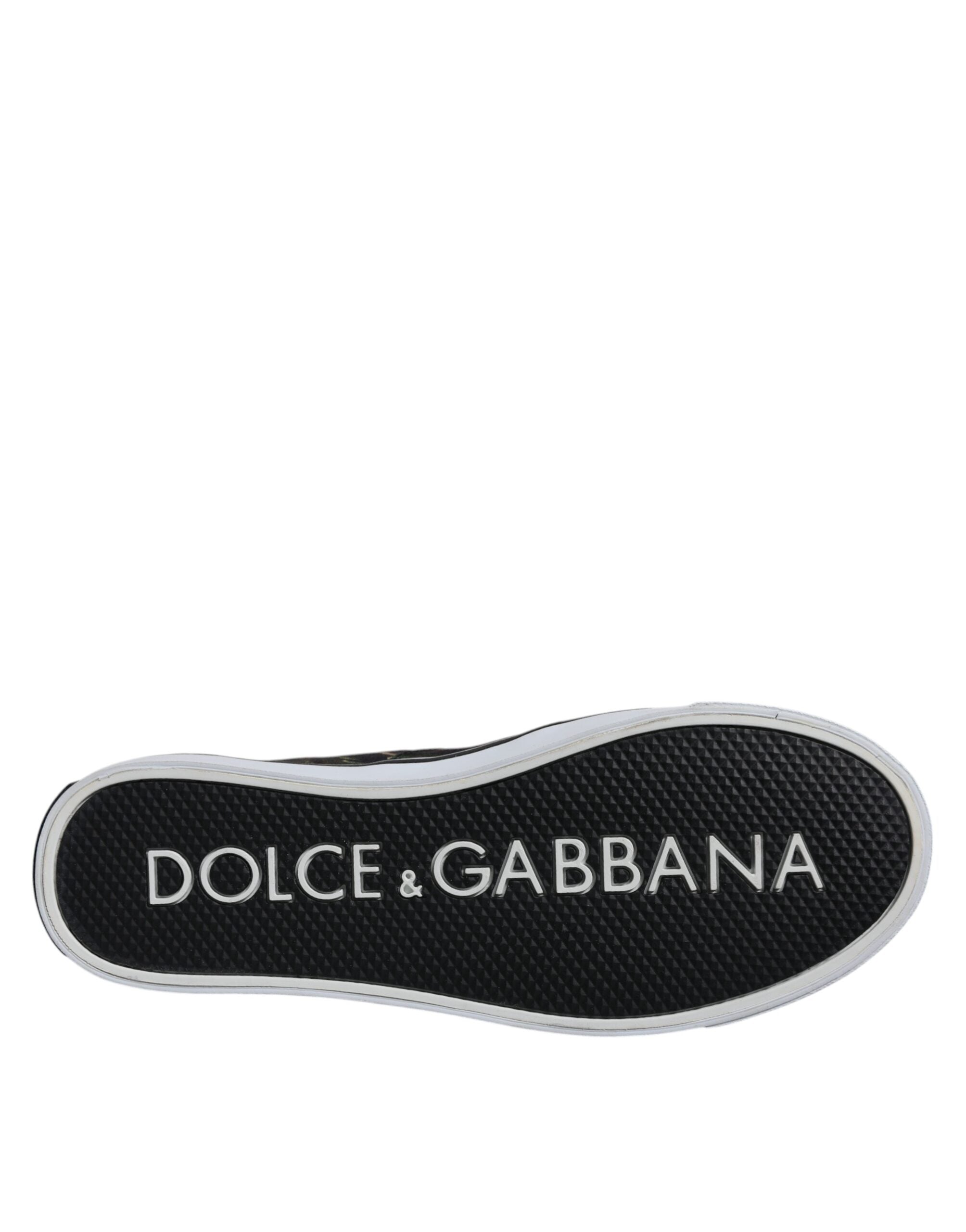 Dolce &amp; Gabbana Black Tropical Print Low Top Sneakers Shoes