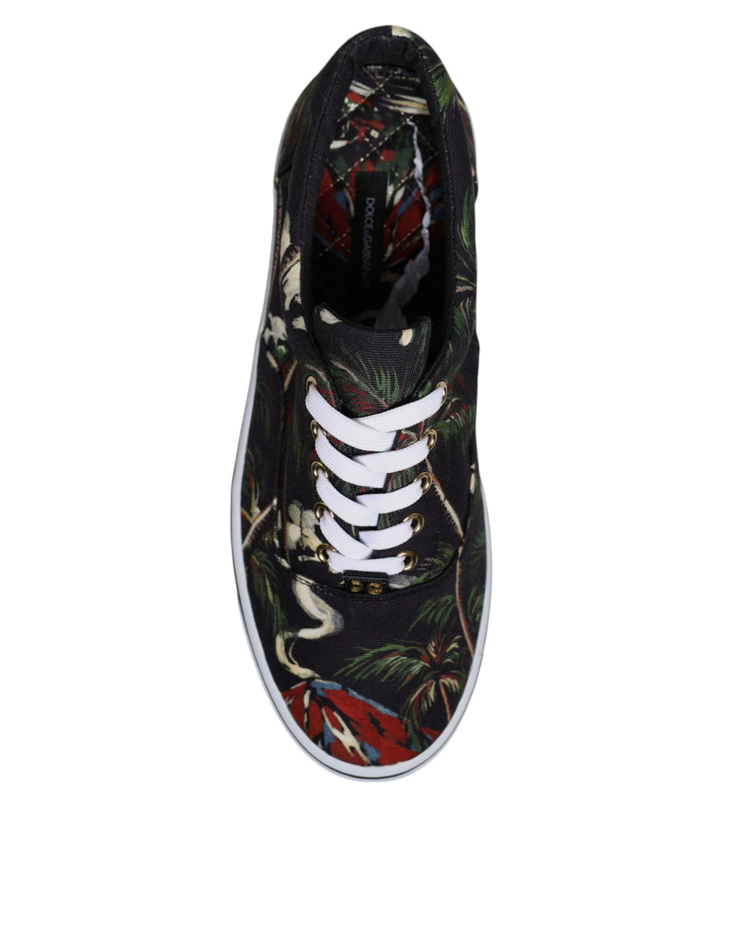 Dolce &amp; Gabbana Black Tropical Print Low Top Sneakers Shoes