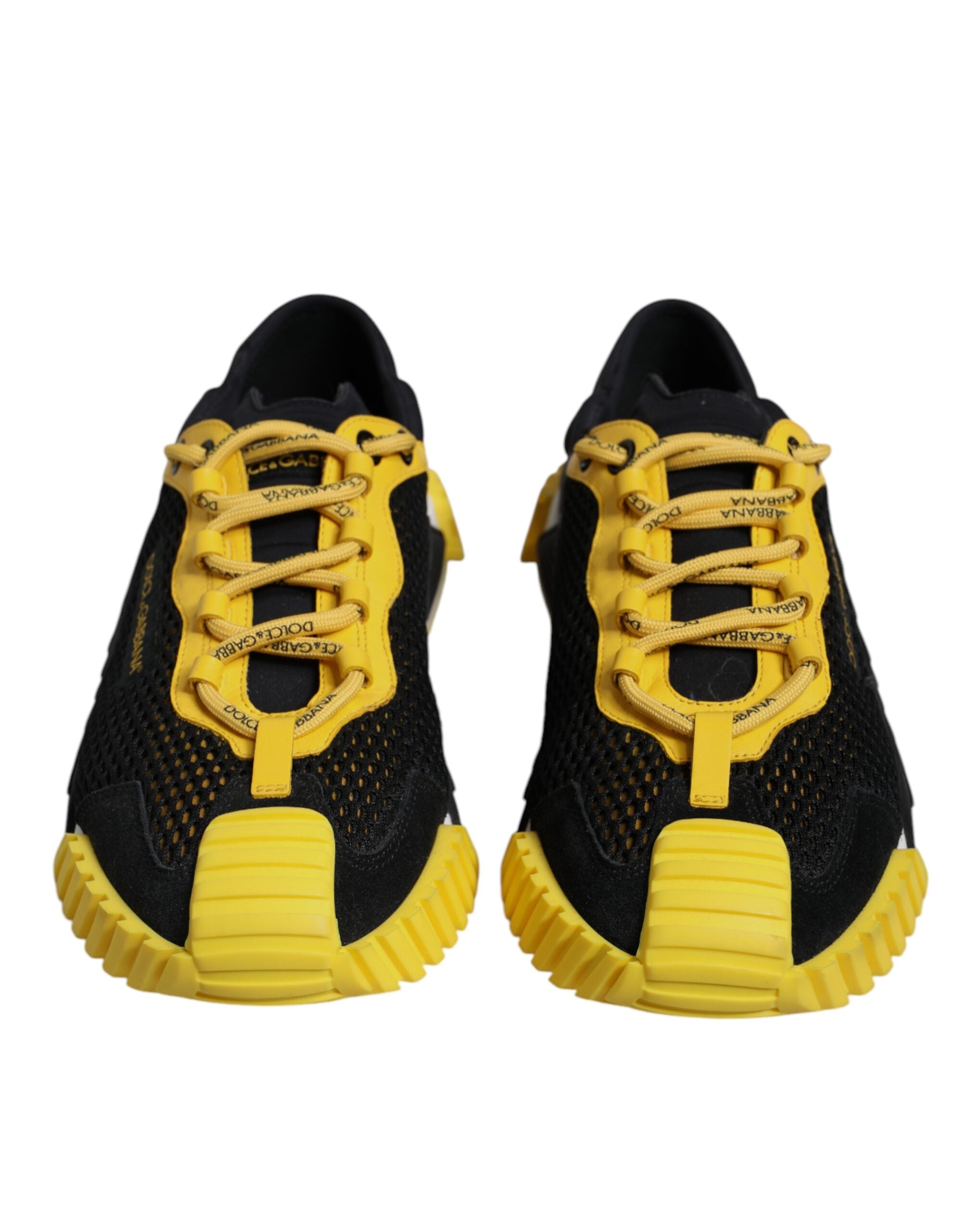 Dolce &amp; Gabbana Black Yellow Low Top NS1 Sneakers Shoes