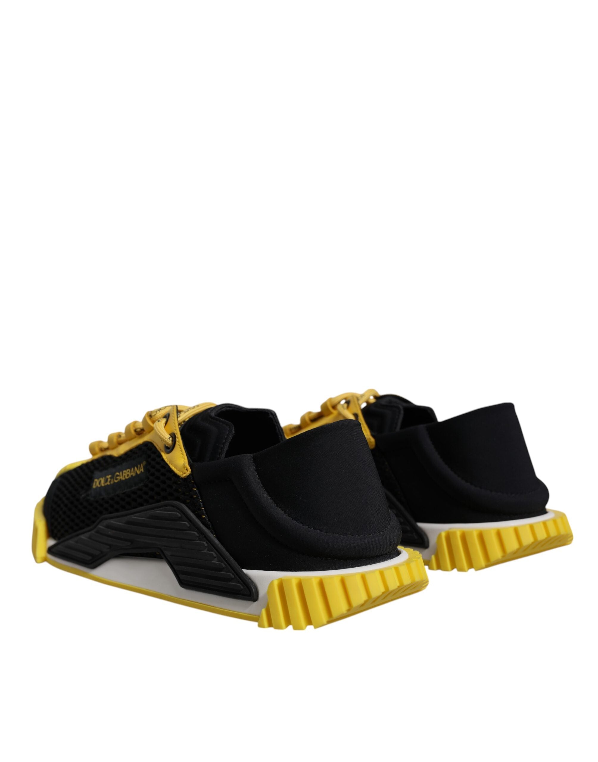 Dolce &amp; Gabbana Black Yellow Low Top NS1 Sneakers Shoes