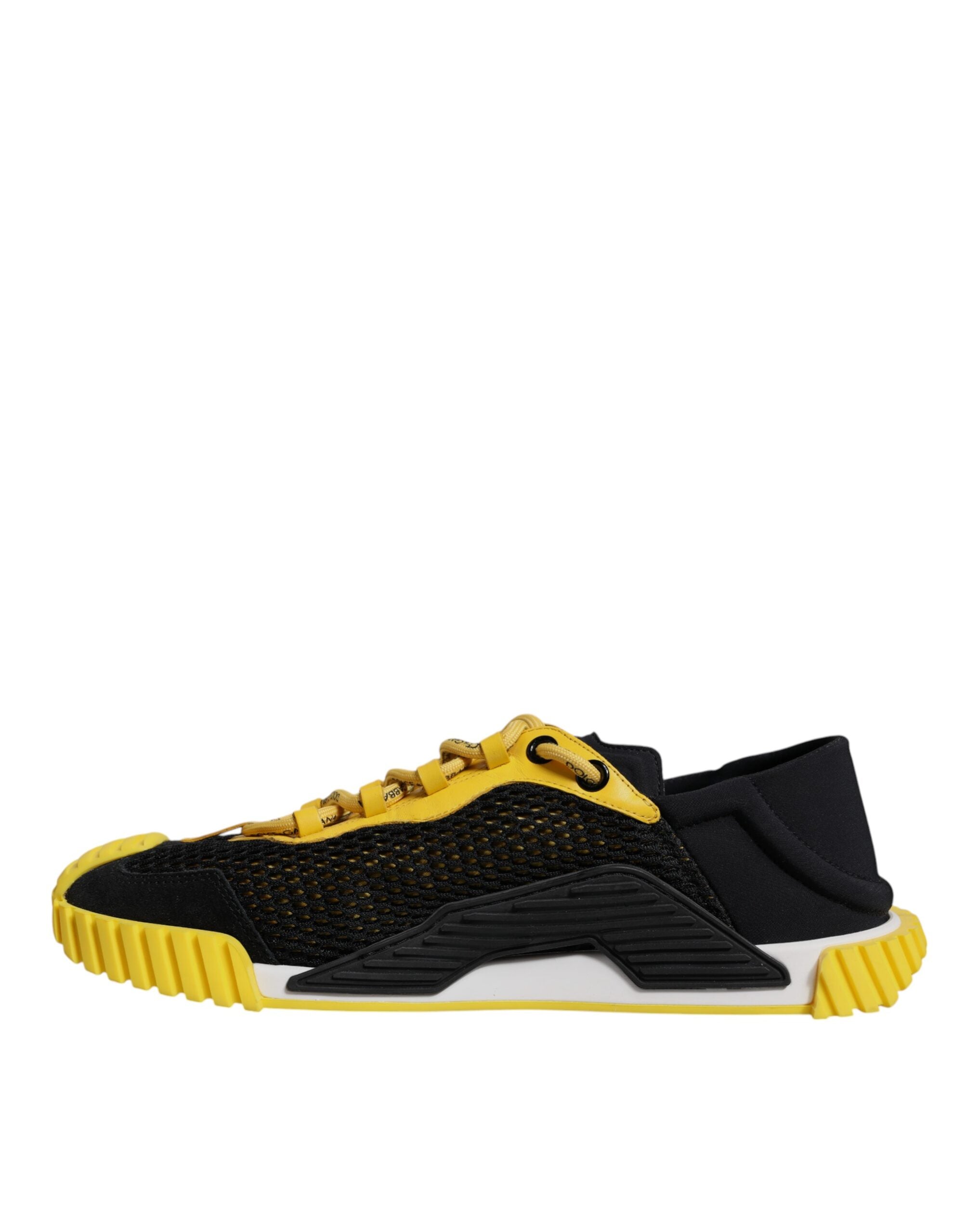 Dolce &amp; Gabbana Black Yellow Low Top NS1 Sneakers Shoes