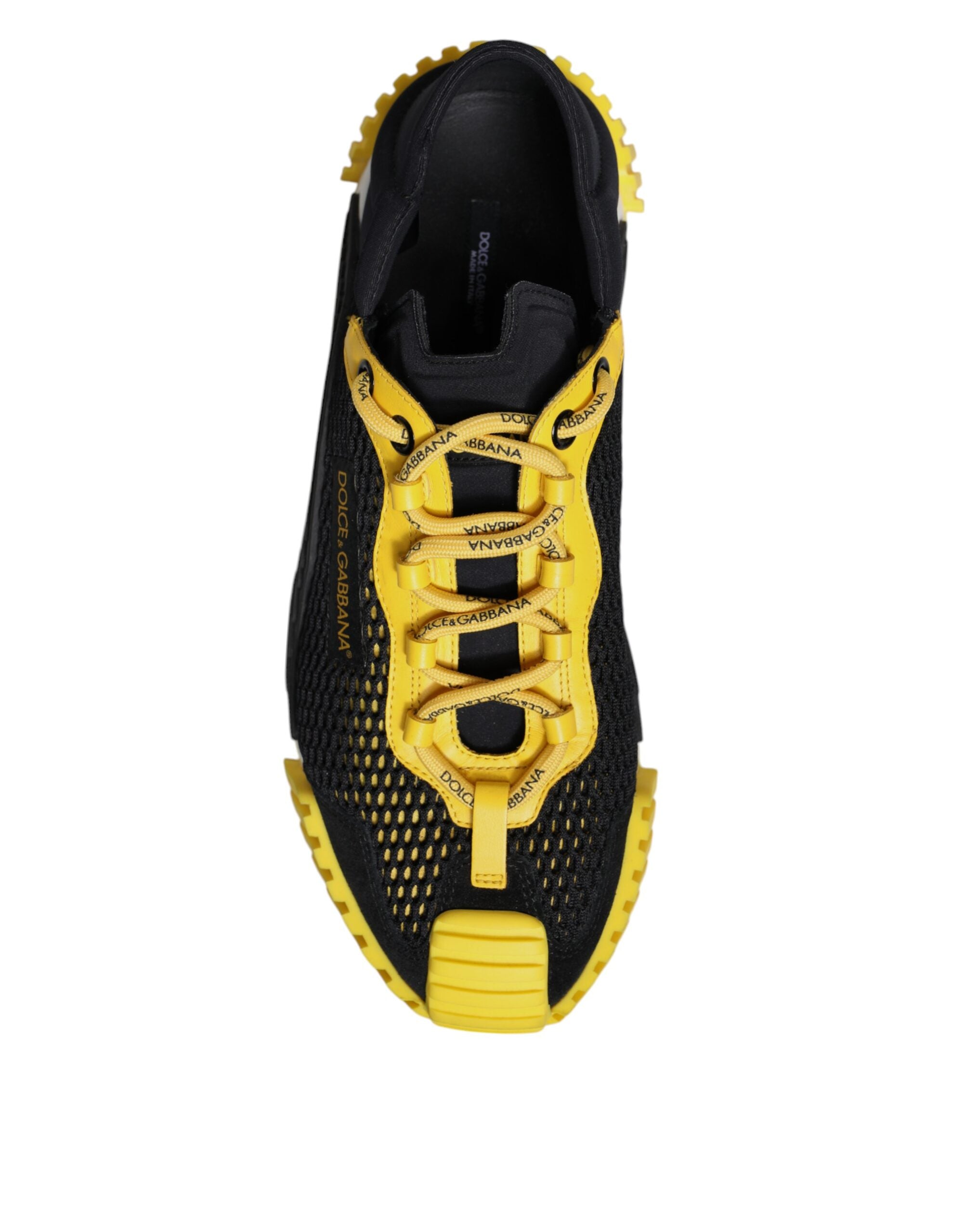 Dolce &amp; Gabbana Black Yellow Low Top NS1 Sneakers Shoes