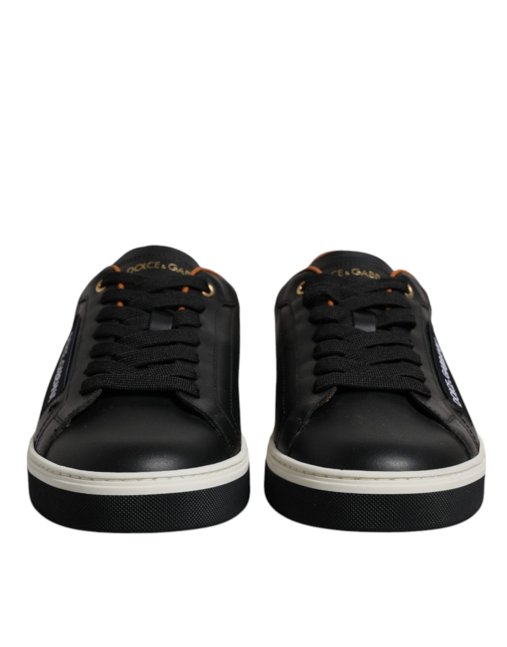 Dolce &amp; Gabbana Black Leather Low Top Men Sneakers Shoes