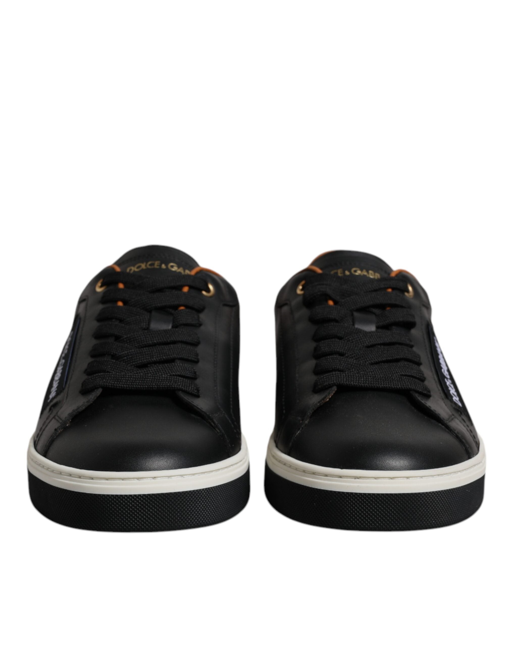 Dolce &amp; Gabbana Black Leather Low Top Men Sneakers Shoes